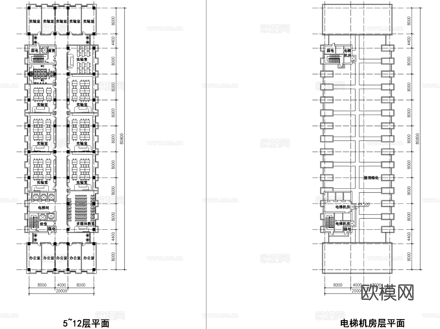 兰州大学生物楼规划建筑平剖面CAD施工图cad施工图