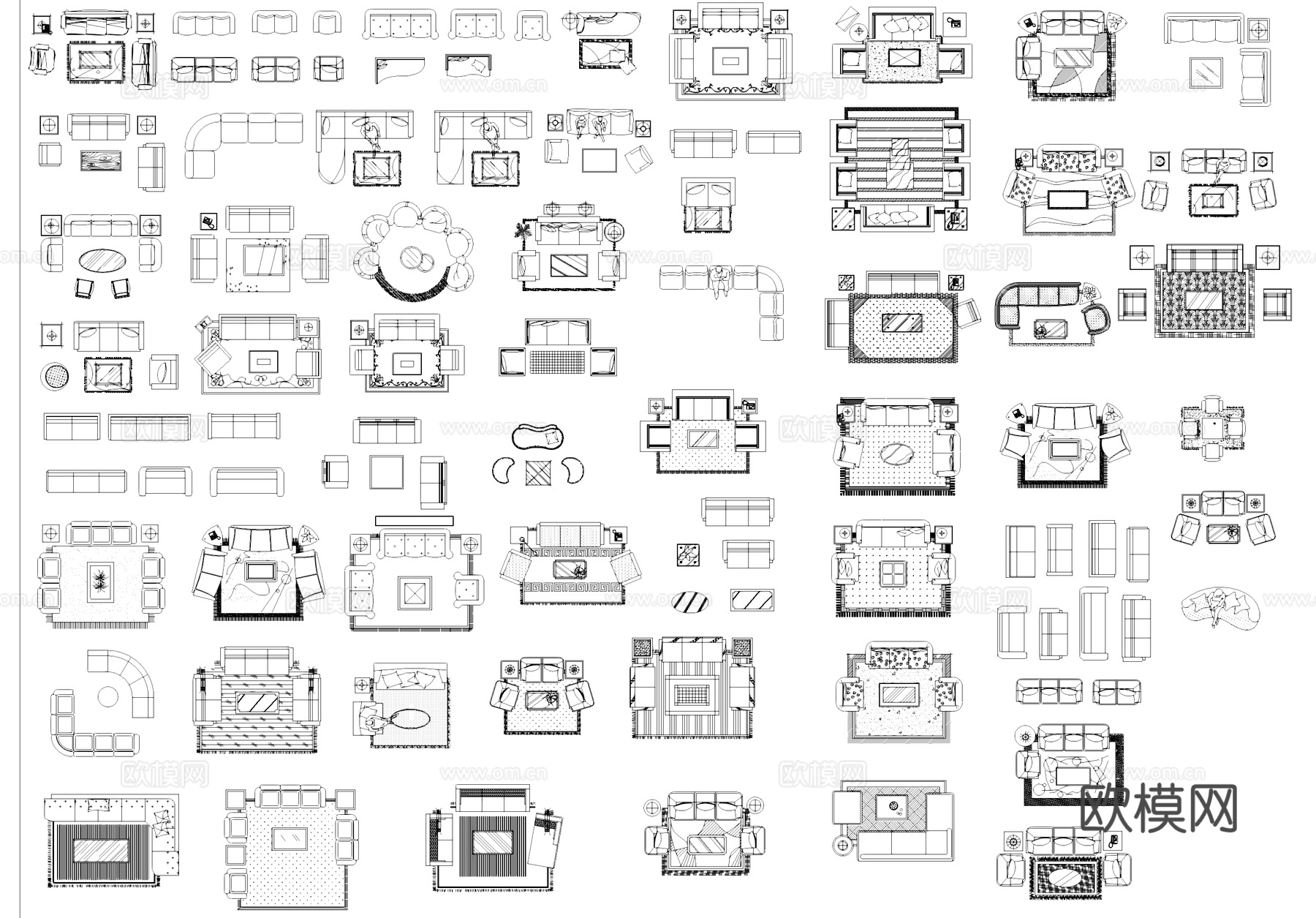 家具桌椅沙发床茶几卫浴电器装饰品门灯具植物综合图库cad施工图