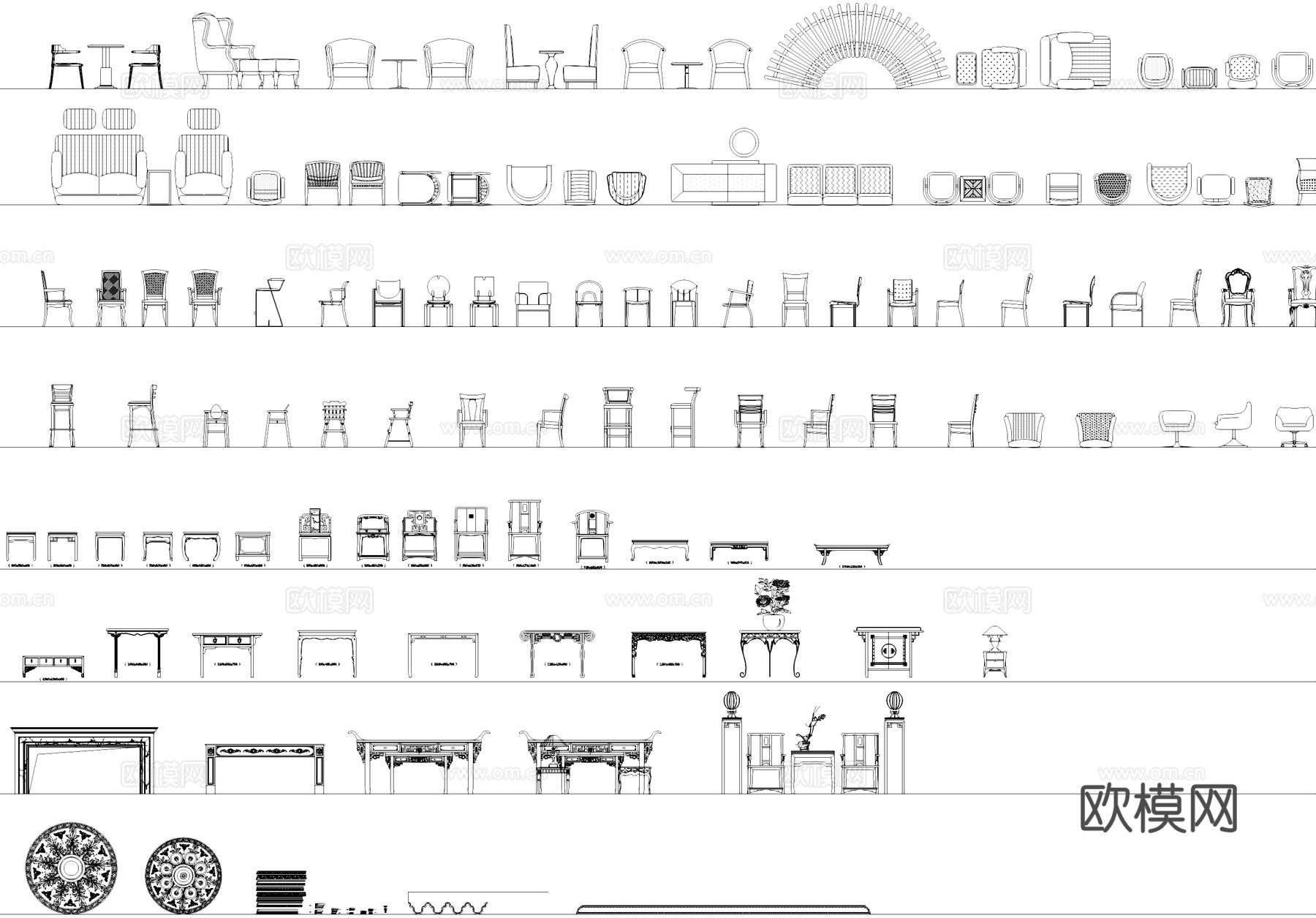 综合家具构件装饰工装CAD图块图库cad施工图