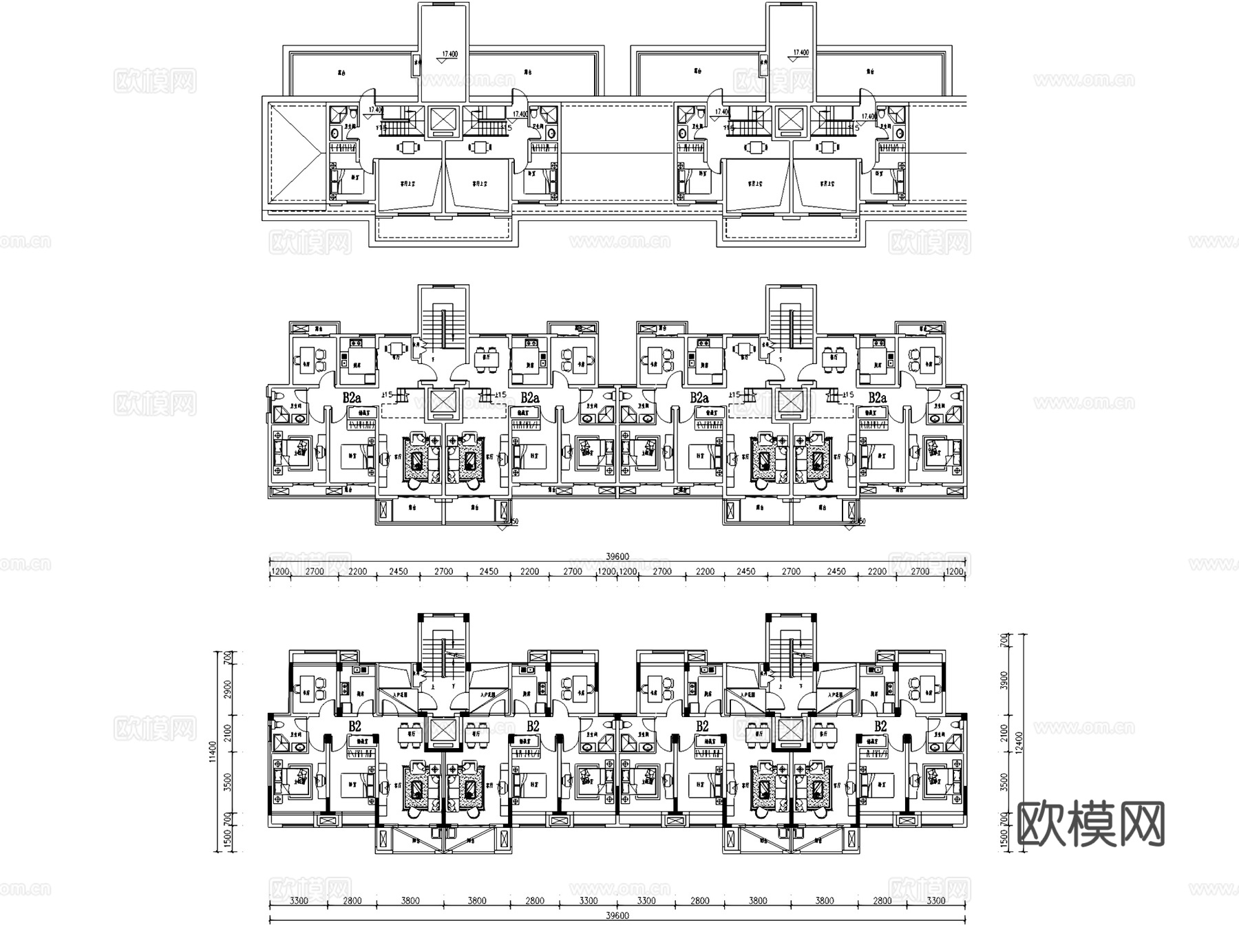 嘉兴现代高层住宅规划建筑CAD施工图+SU模型cad施工图