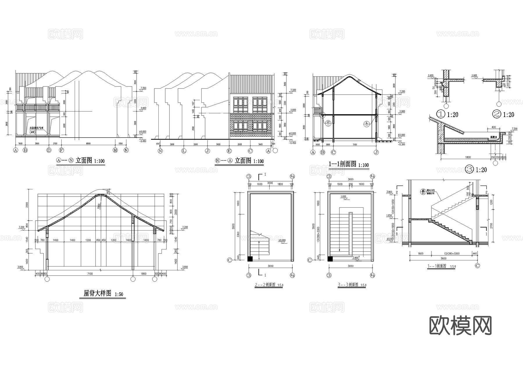 商铺酒店客房仿古建筑CAD施工图cad施工图