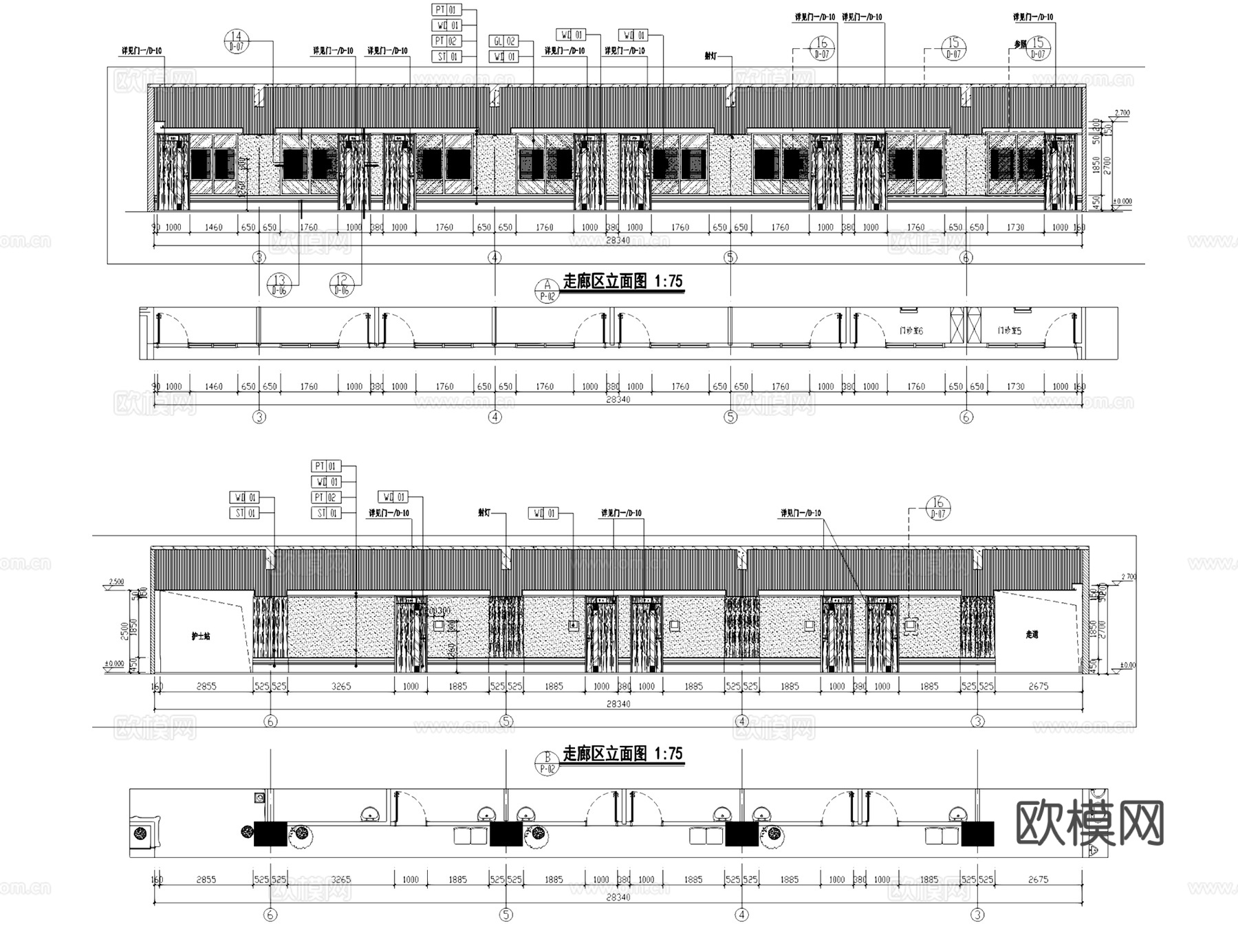 贵阳中医二附院名医堂室内装饰CAD施工图全套cad施工图