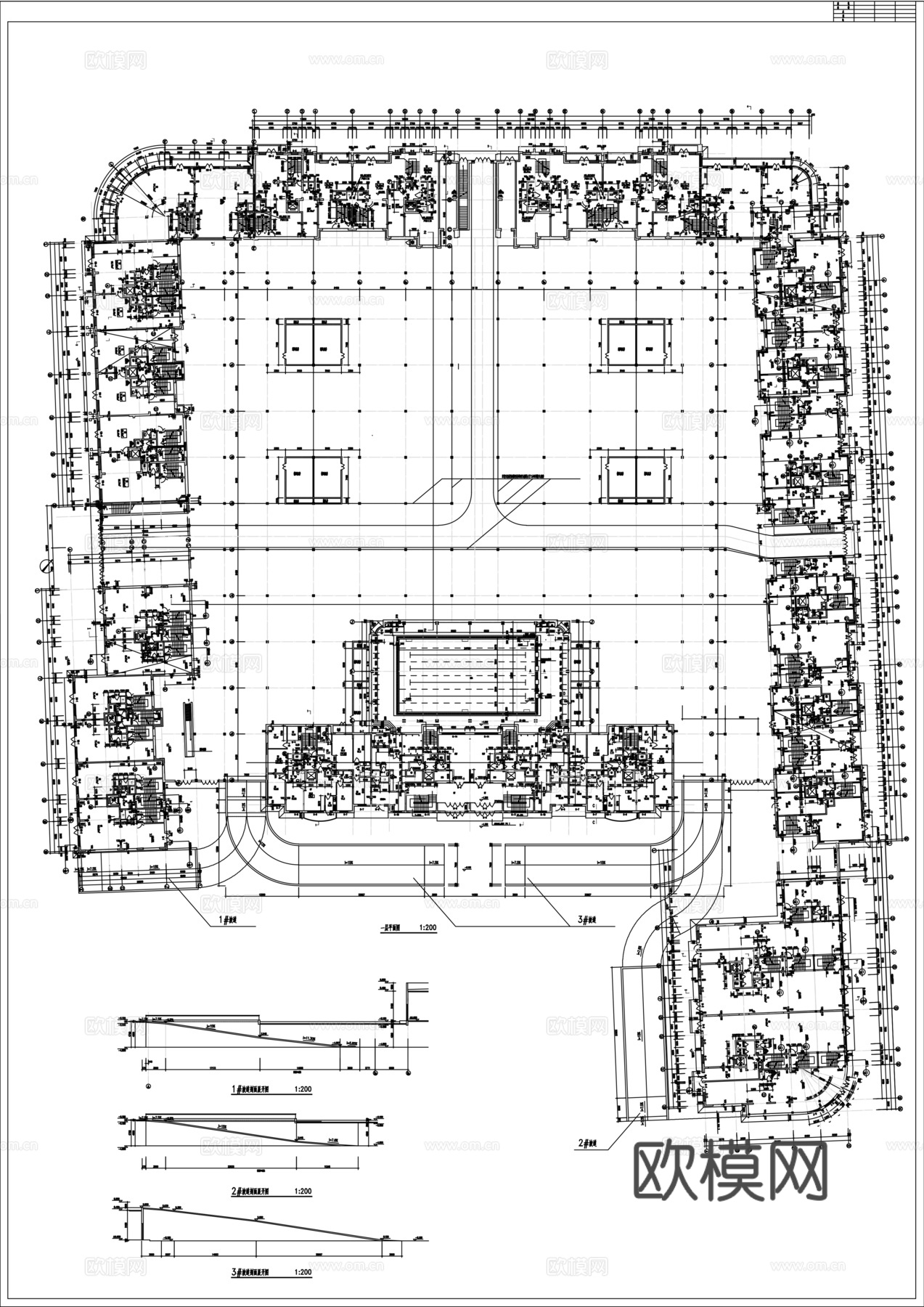 超市地下车库停车场cad施工图
