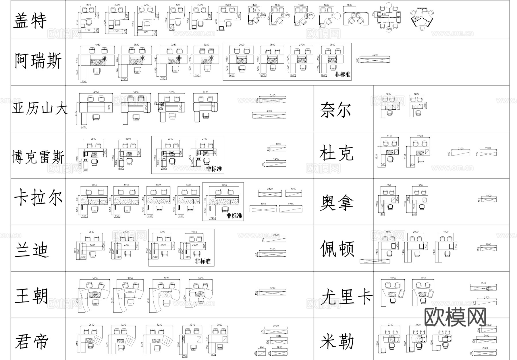 办公桌椅沙发家具图块图库cad施工图