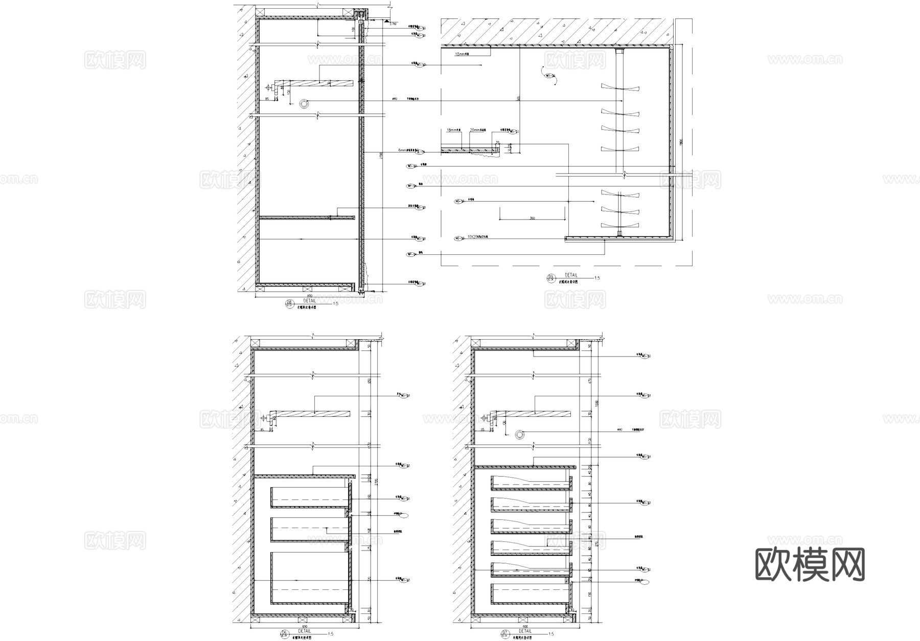 主卧衣帽间立面剖面CAD施工图cad施工图