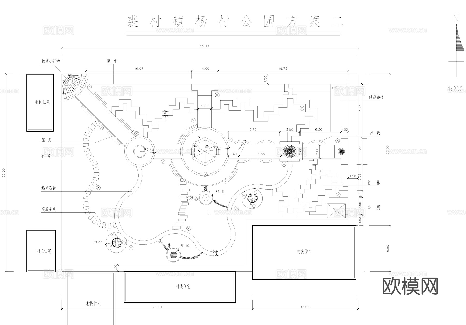 村民休闲文化公园乡村广场景观CAD施工图cad施工图