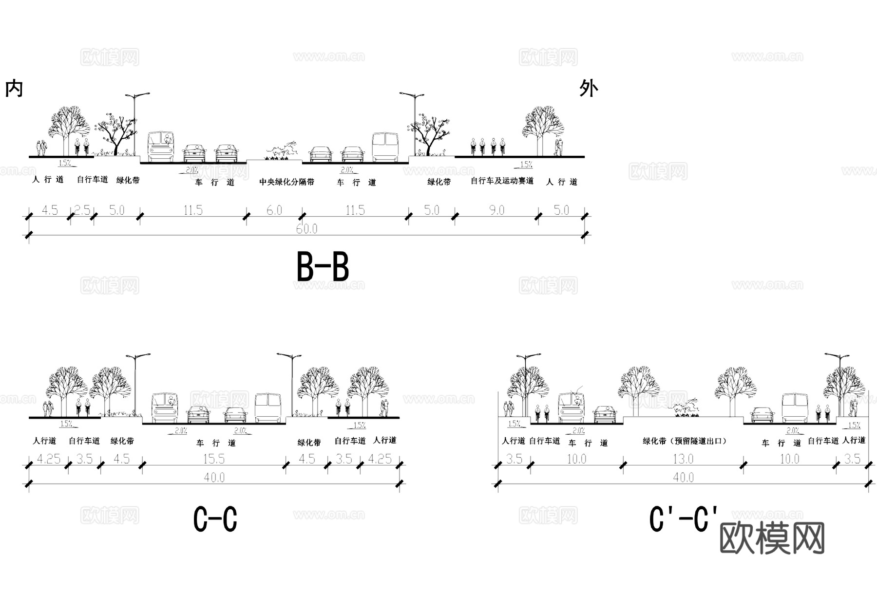 市政标准道路断面图CAD施工图cad施工图cad施工图