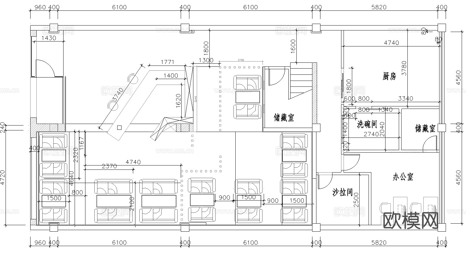 茶楼 茶馆  最新全套施工图合集cad施工图下载（渲染图1）