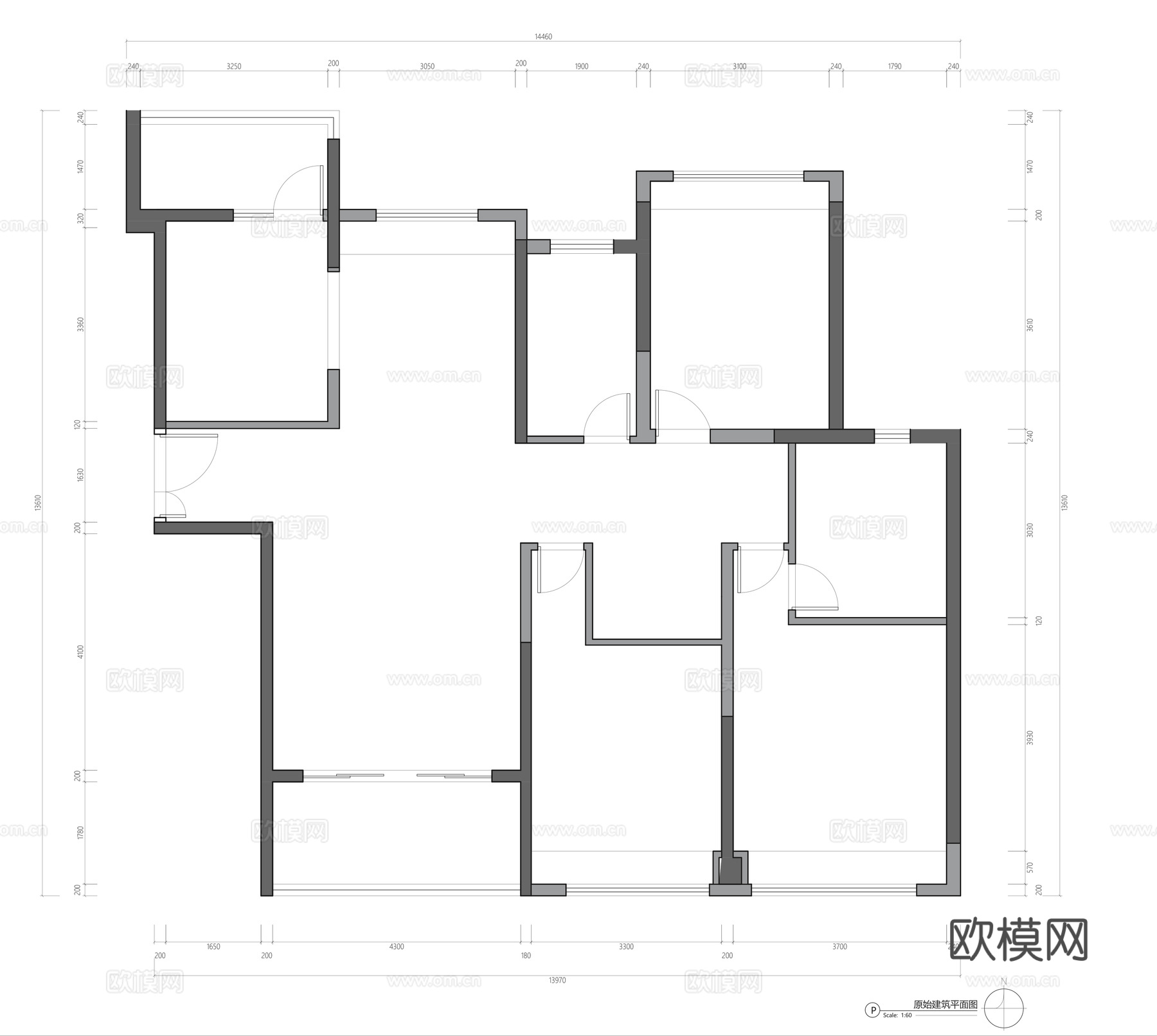 150平平面设计cad施工图cad施工图