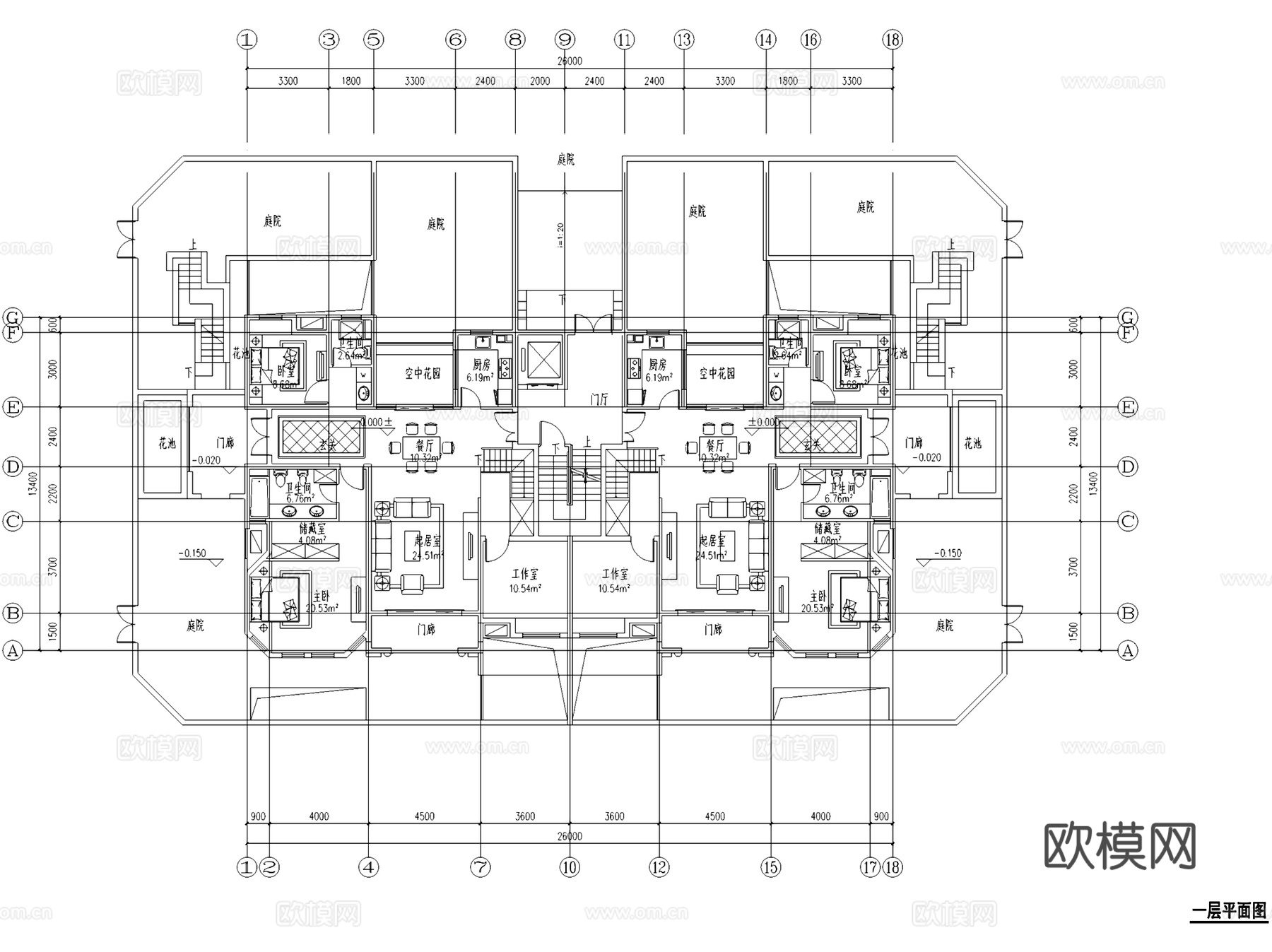 无锡融侨观邸花园洋房建筑CAD施工图+SU模型cad施工图