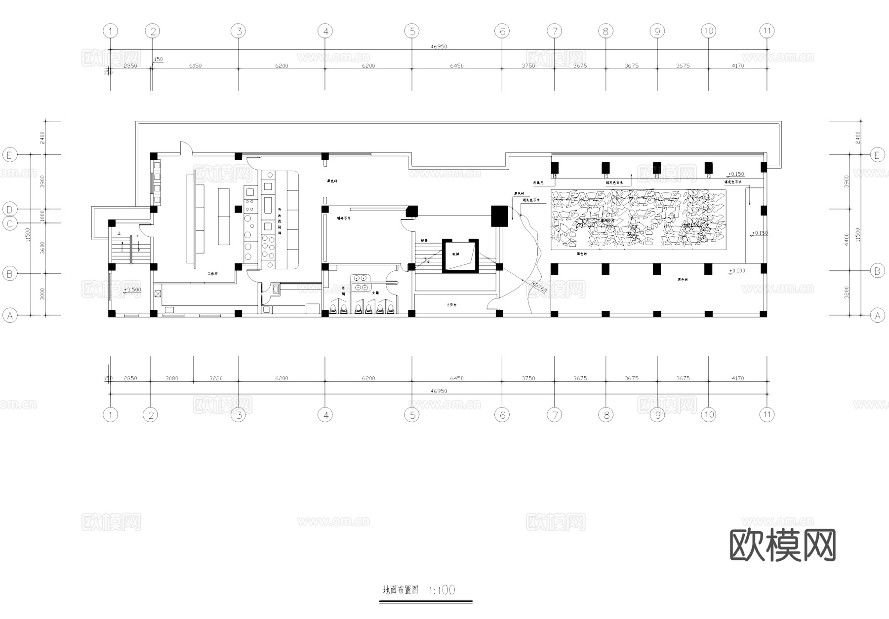 西餐厅室内工装CAD施工图cad施工图