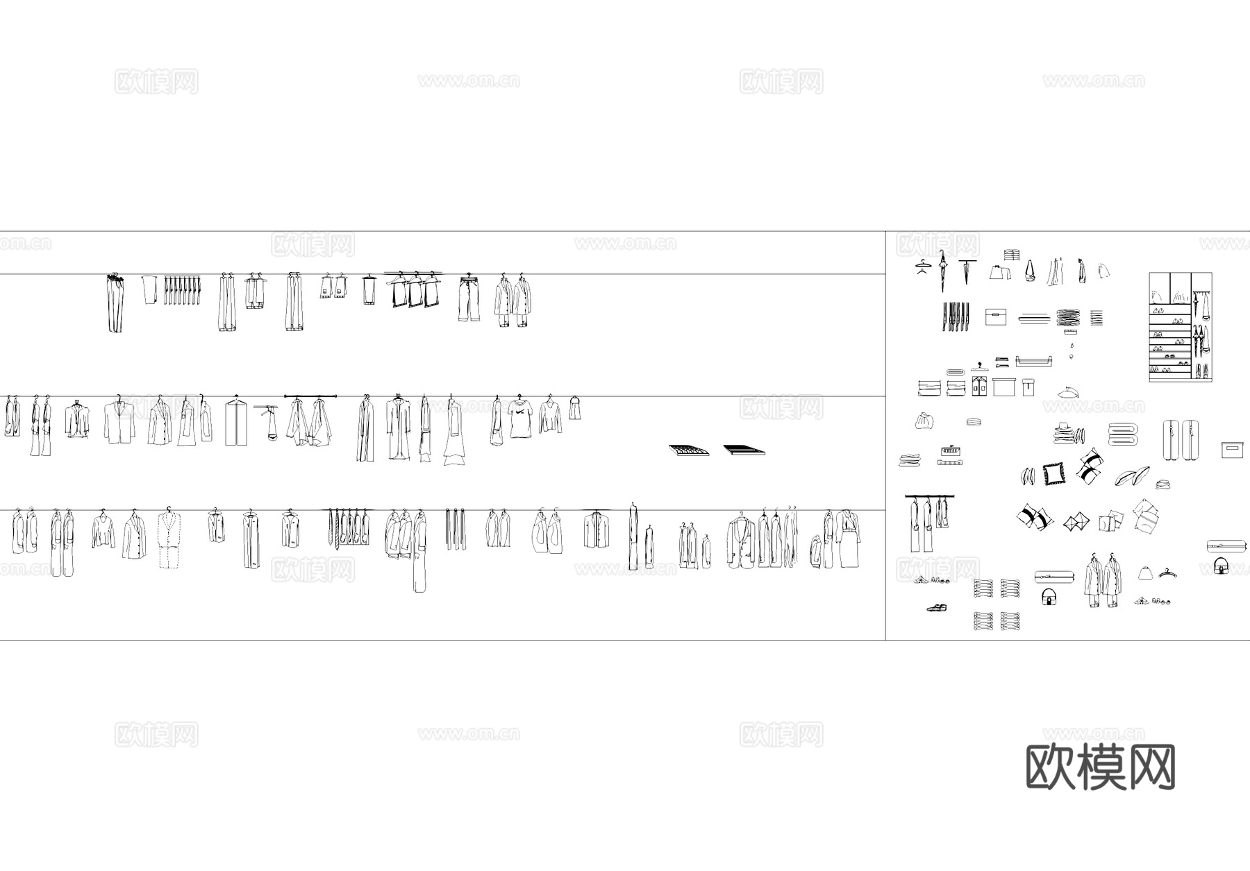 衣服裤子鞋子抱枕被褥图块图库CADcad施工图