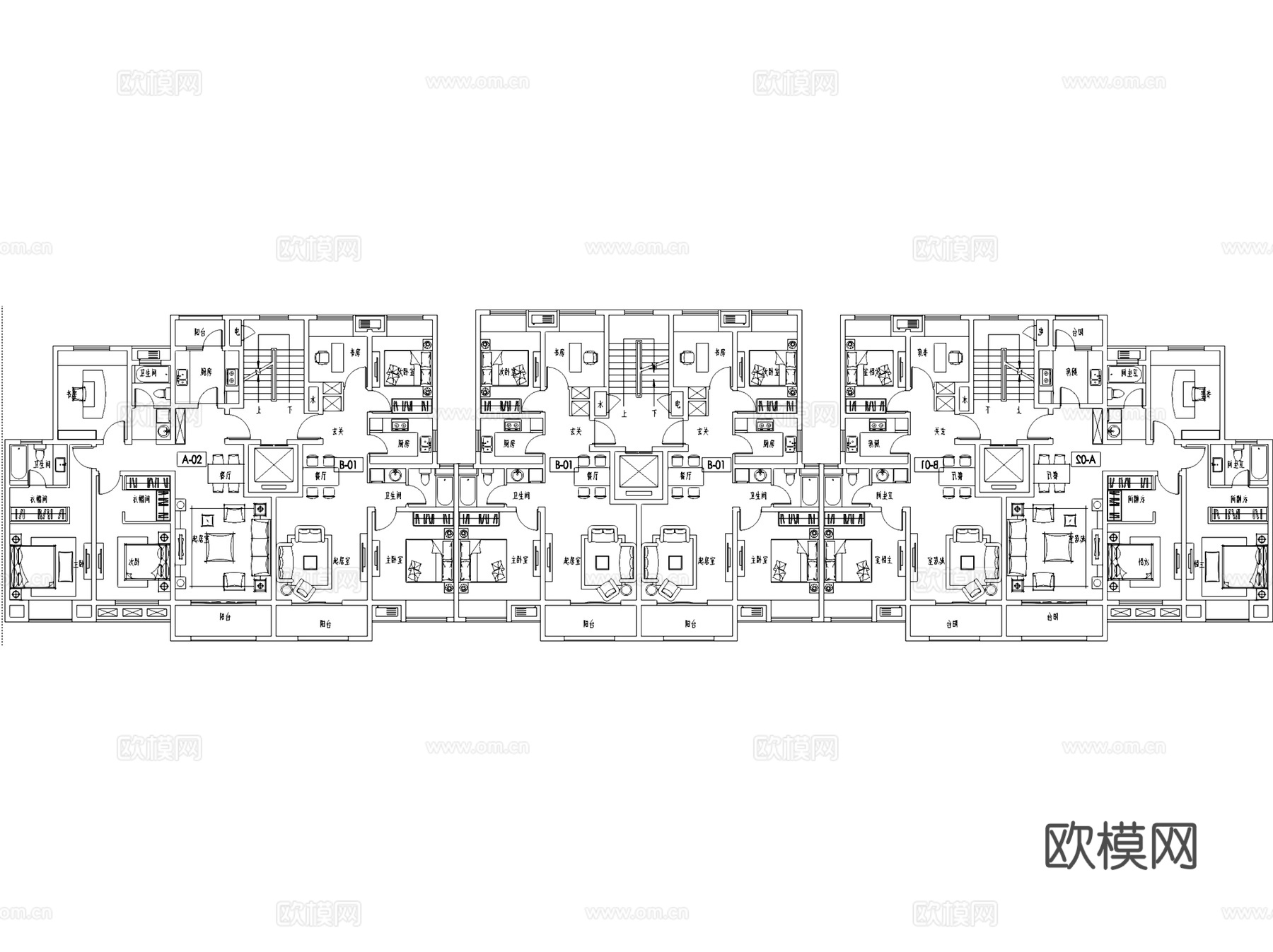 居住小区规划住宅楼建筑CAD施工图+SU模型cad施工图
