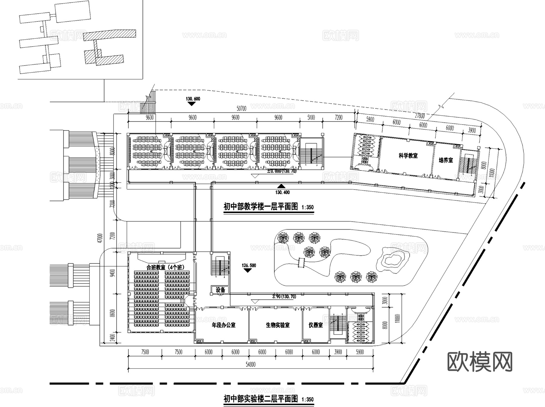 南平九年制开元实验学校规划建筑平剖面CAD施工图cad施工图