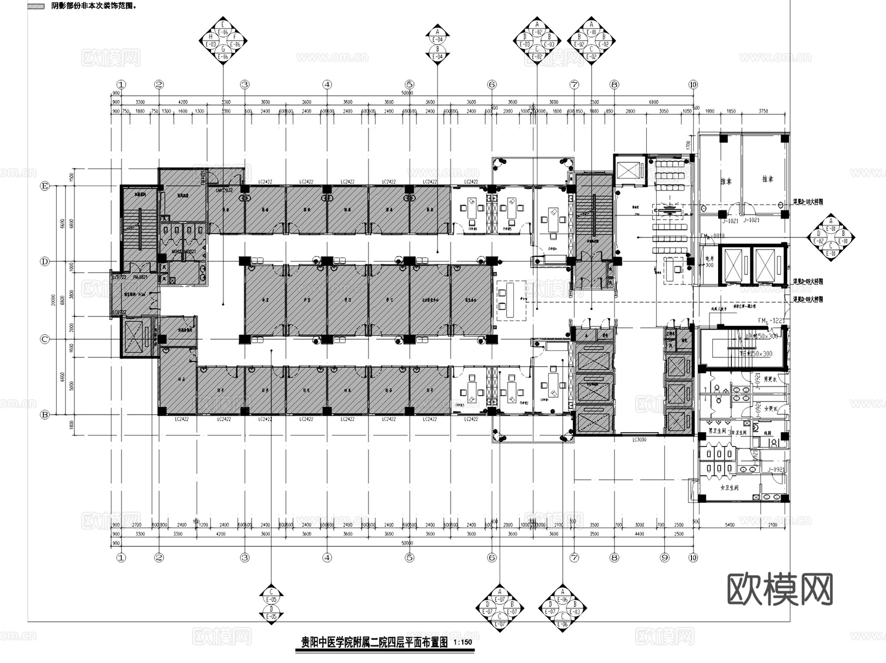 贵阳中医二附院名医堂室内装饰CAD施工图全套cad施工图