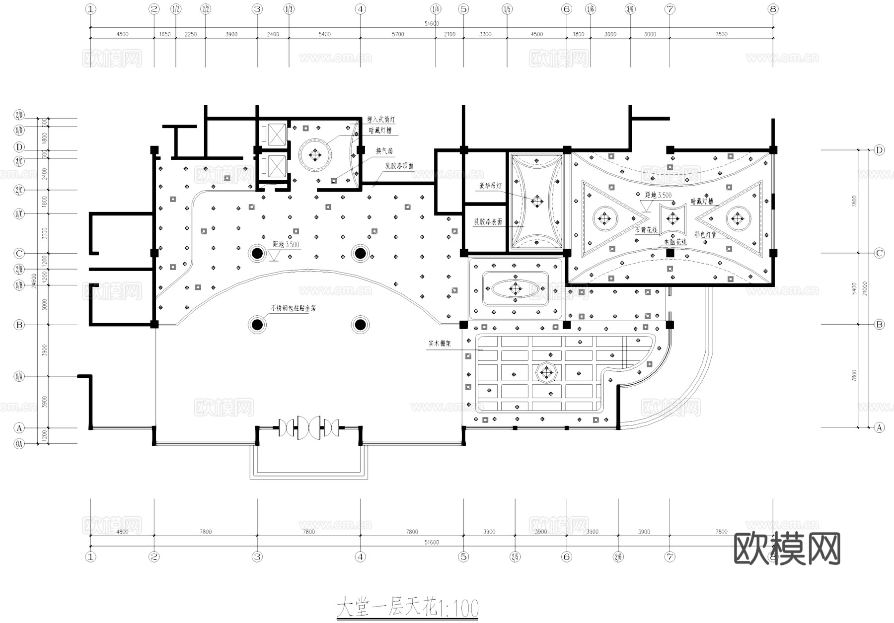 二层西餐厅咖啡厅大堂室内工装CAD施工图cad施工图