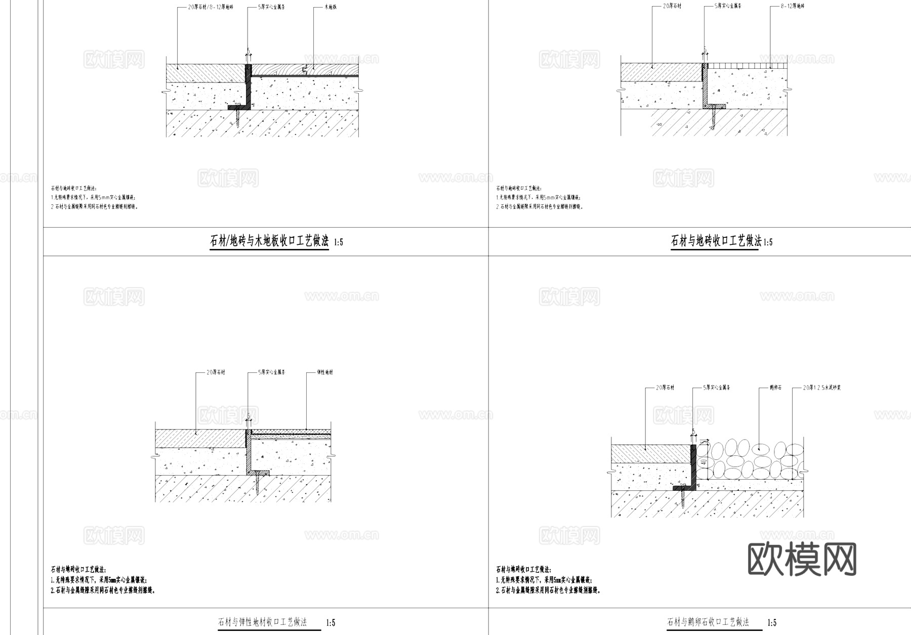 各材质室内地面地坪节点大样详图CAD施工图cad施工图