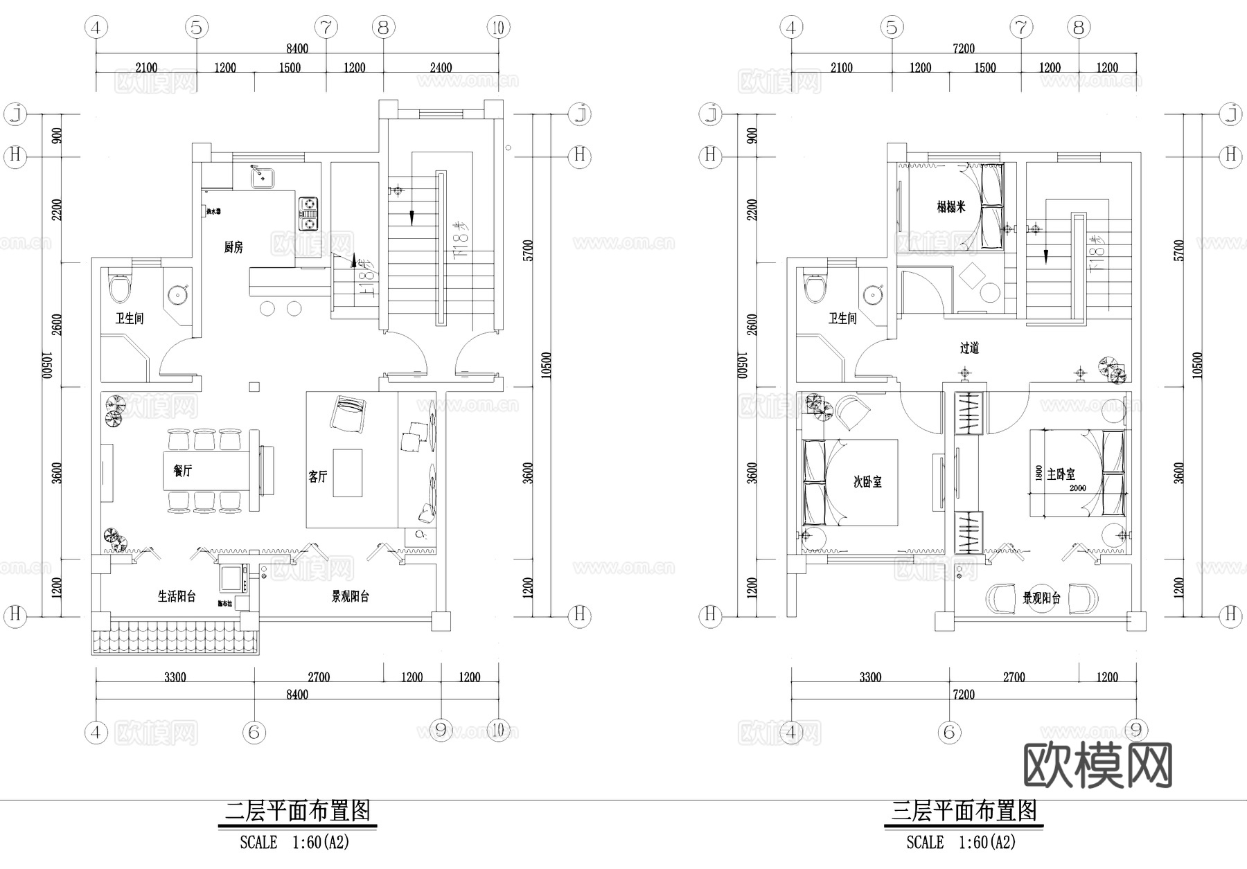 北欧自然风民宿室内工装CAD施工图cad施工图