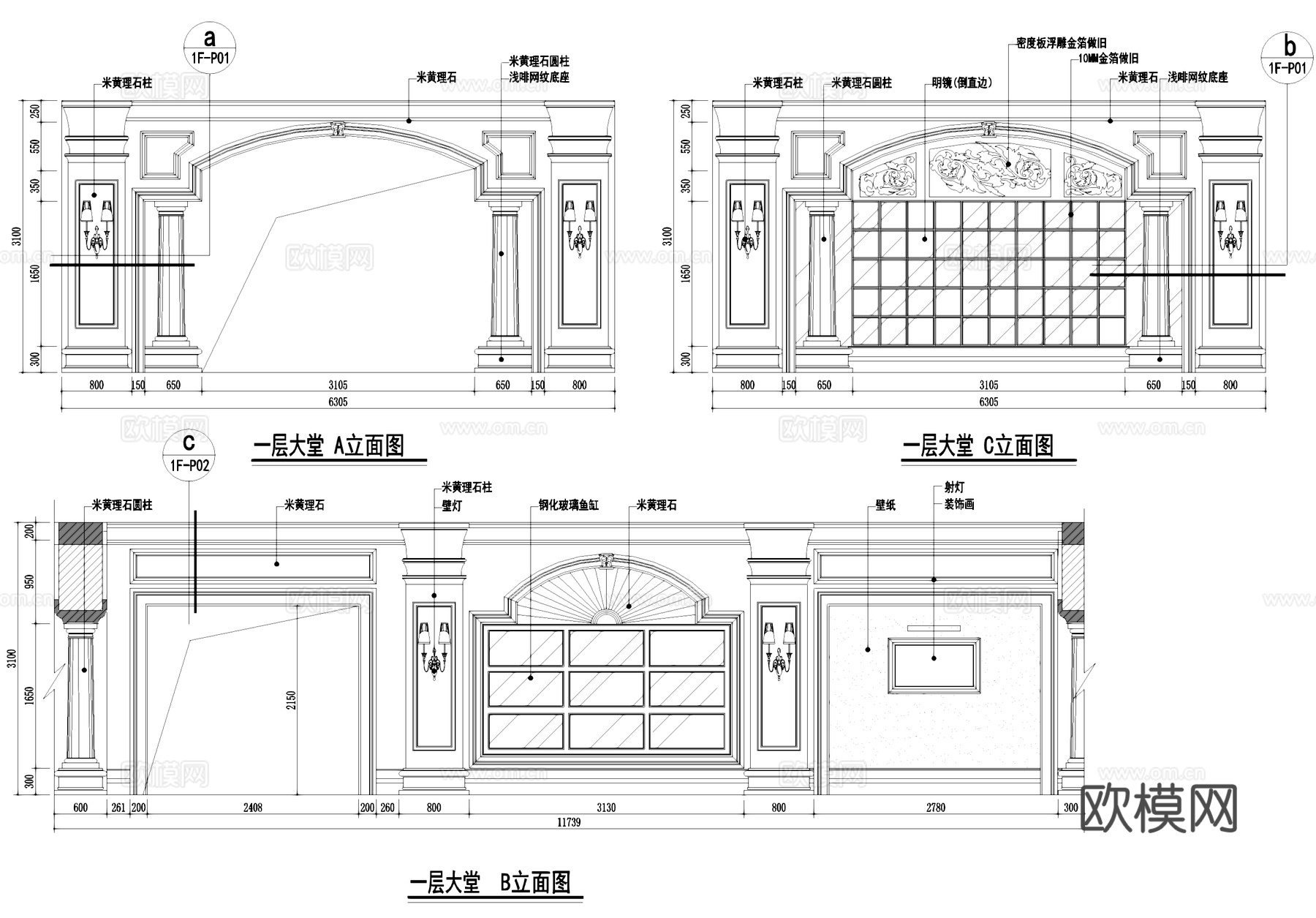 丰盛园海鲜餐厅室内工装CAD施工图cad施工图