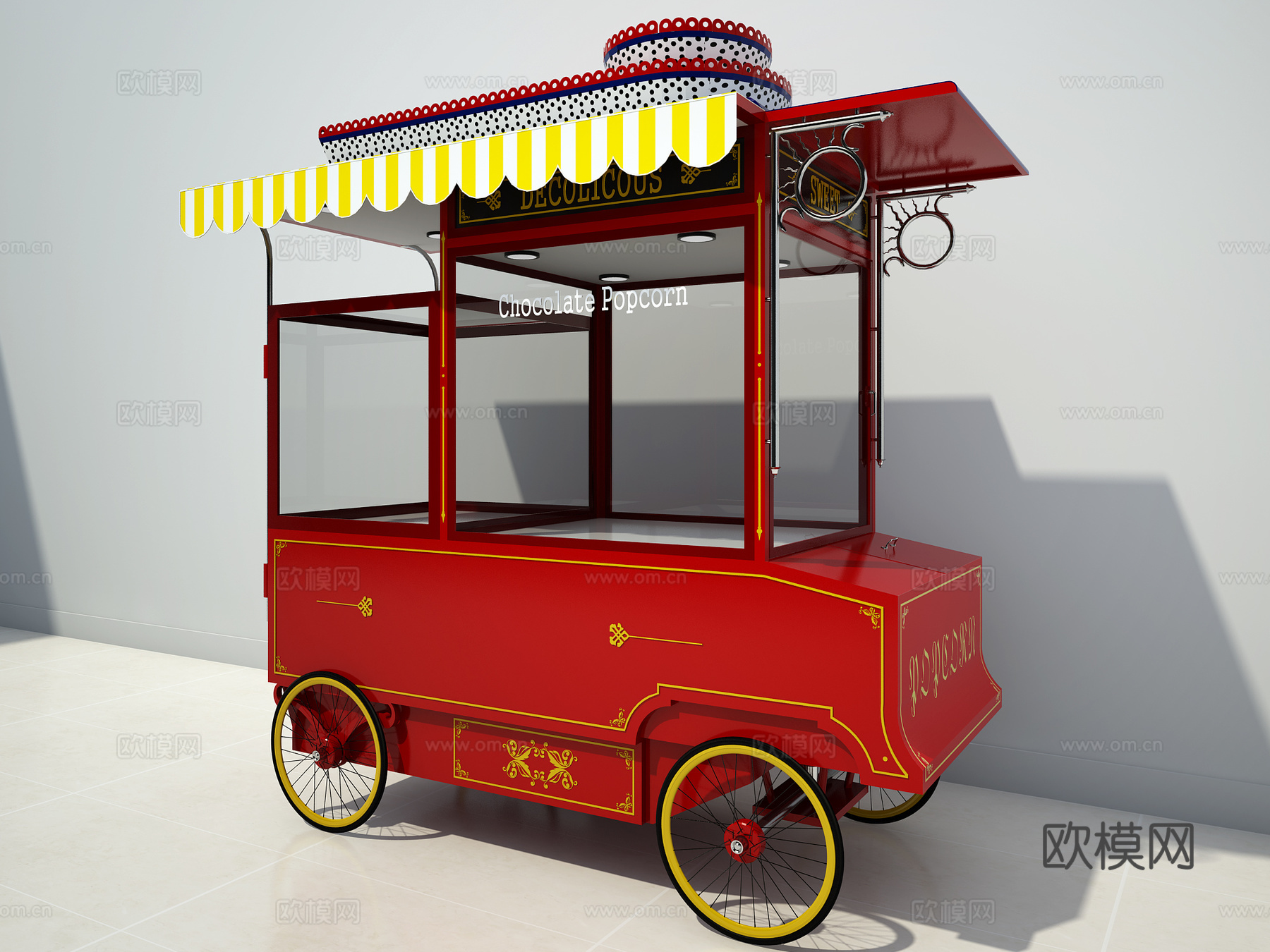 商场食物推车3d模型下载（渲染图1）
