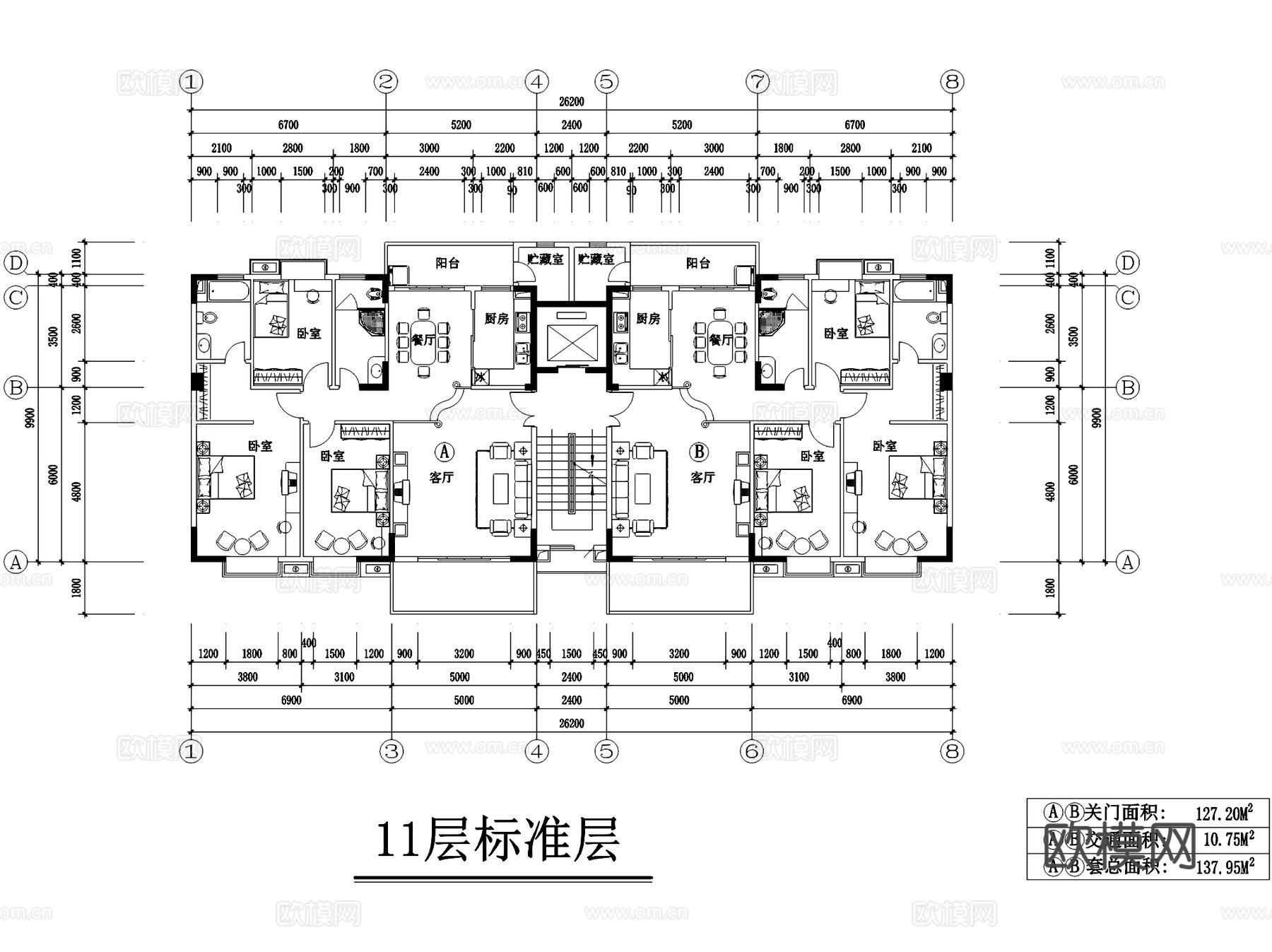 居住区规划建筑户型平剖面CAD施工图cad施工图
