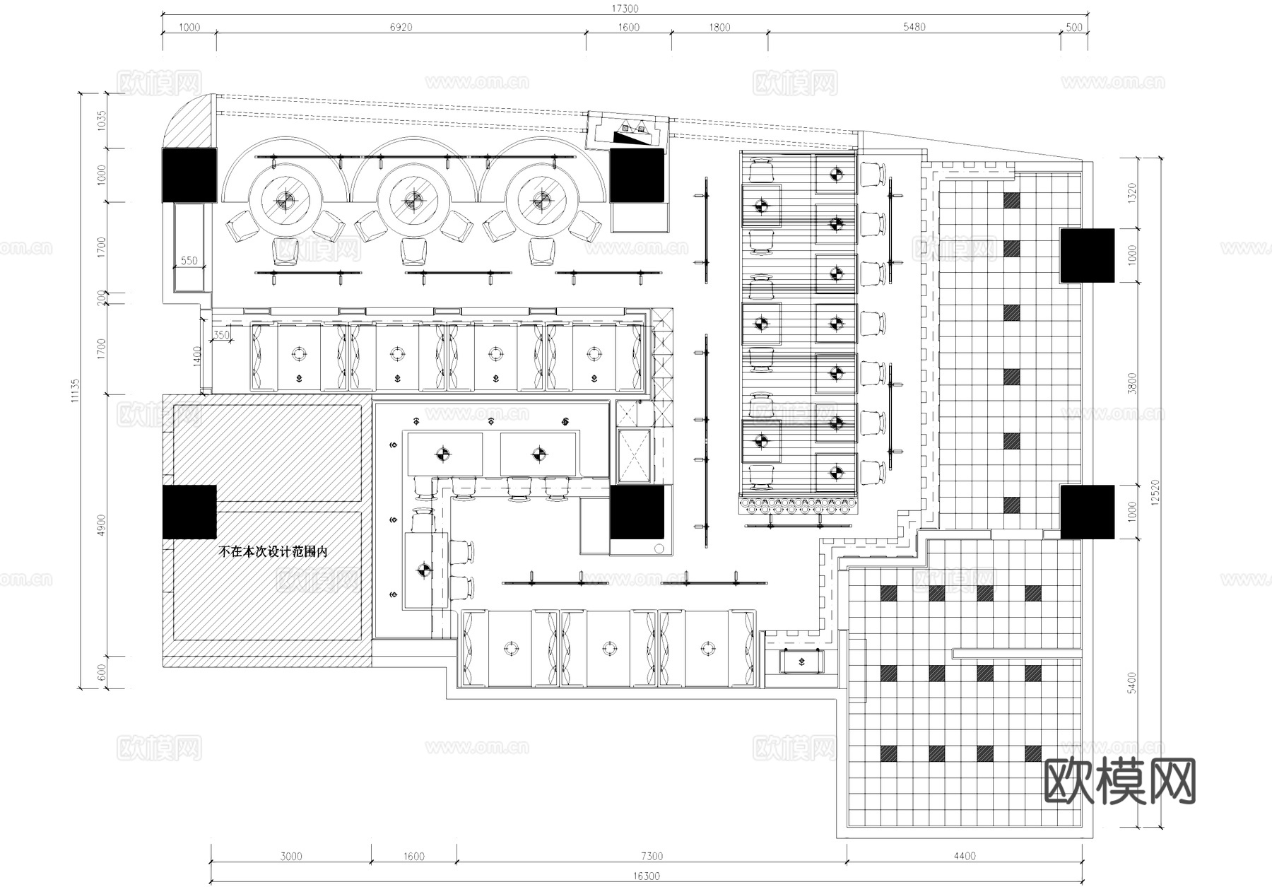 新疆特色餐厅万达店室内工装平面系统图CAD施工图cad施工图
