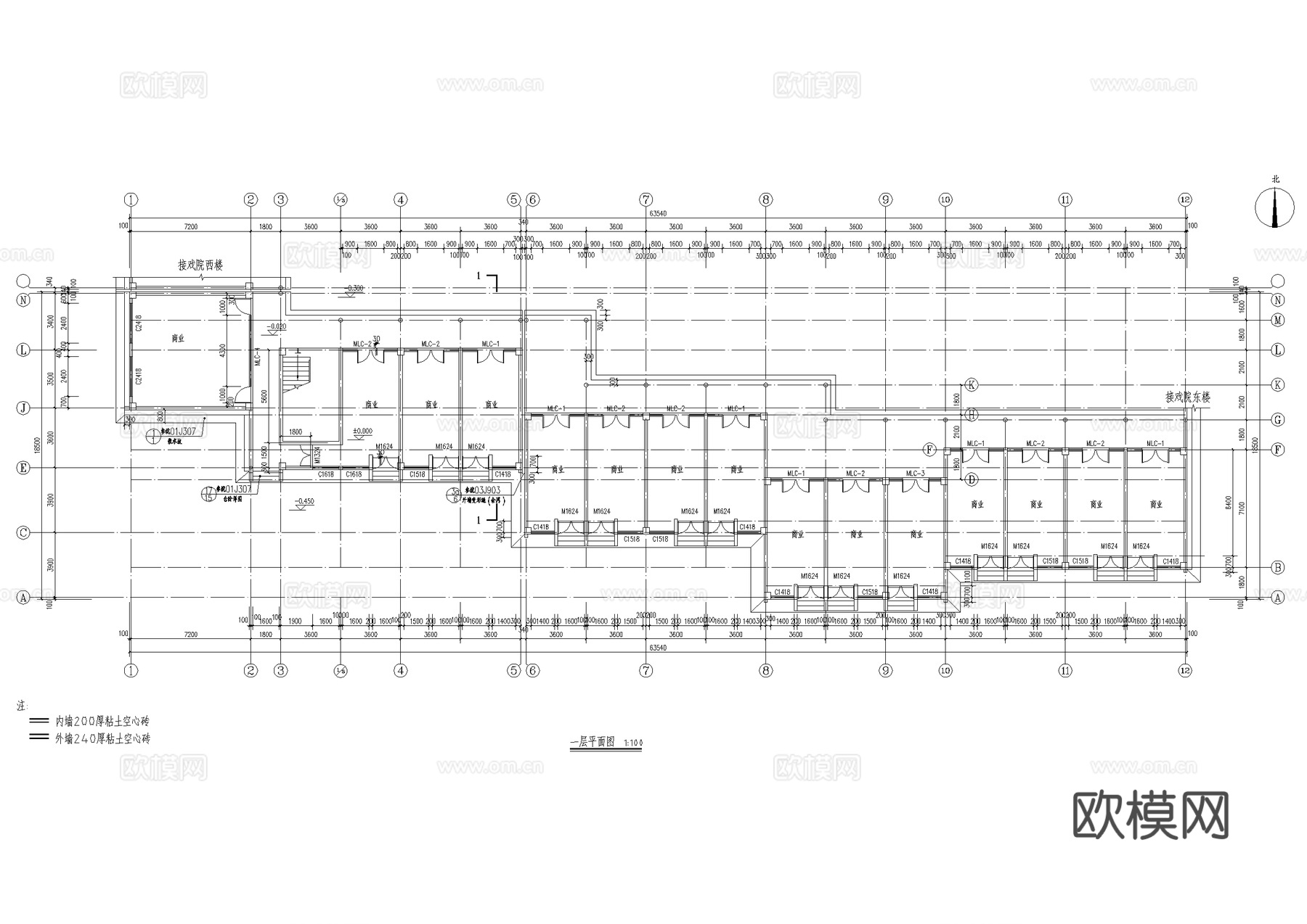 商铺仿古商业建筑CAD施工图cad施工图