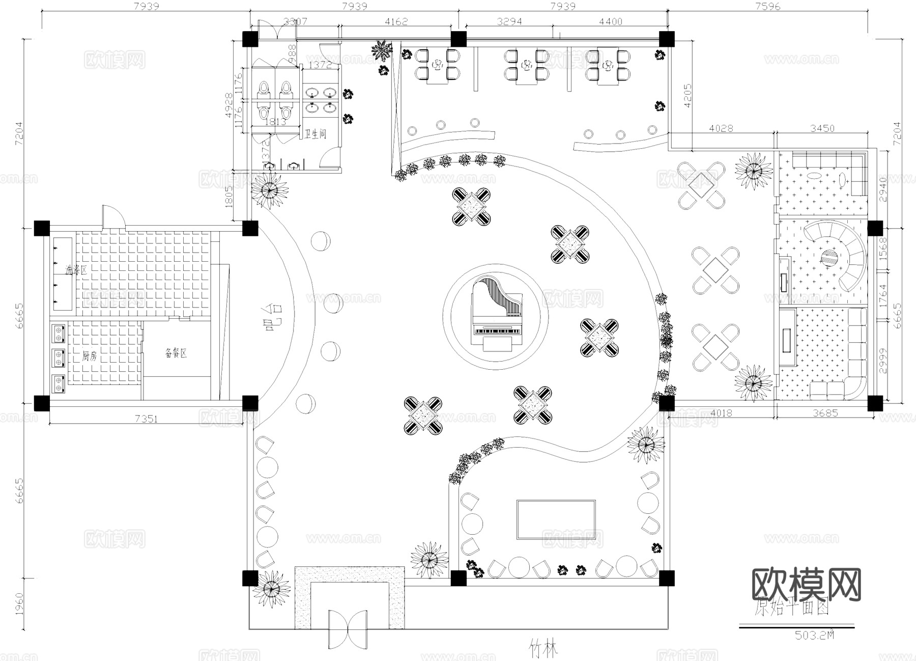 咖啡厅室内工装CAD施工图cad施工图