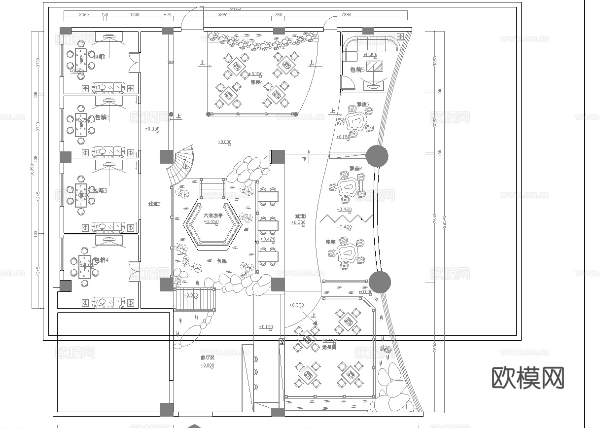 1000平茶楼 茶馆  最新全套施工图合集cad施工图