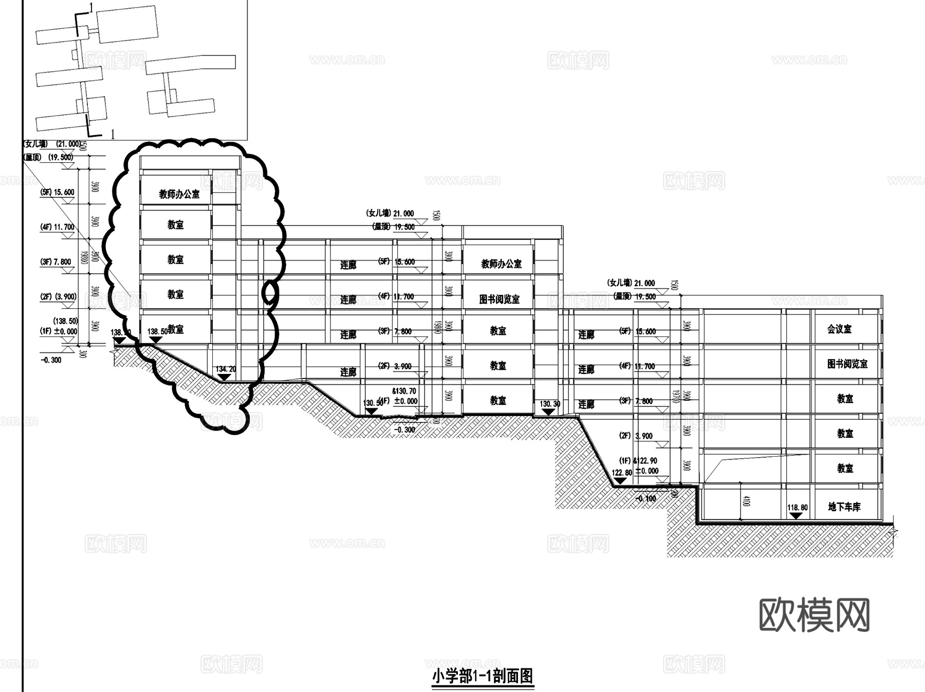 南平九年制开元实验学校规划建筑平剖面CAD施工图cad施工图