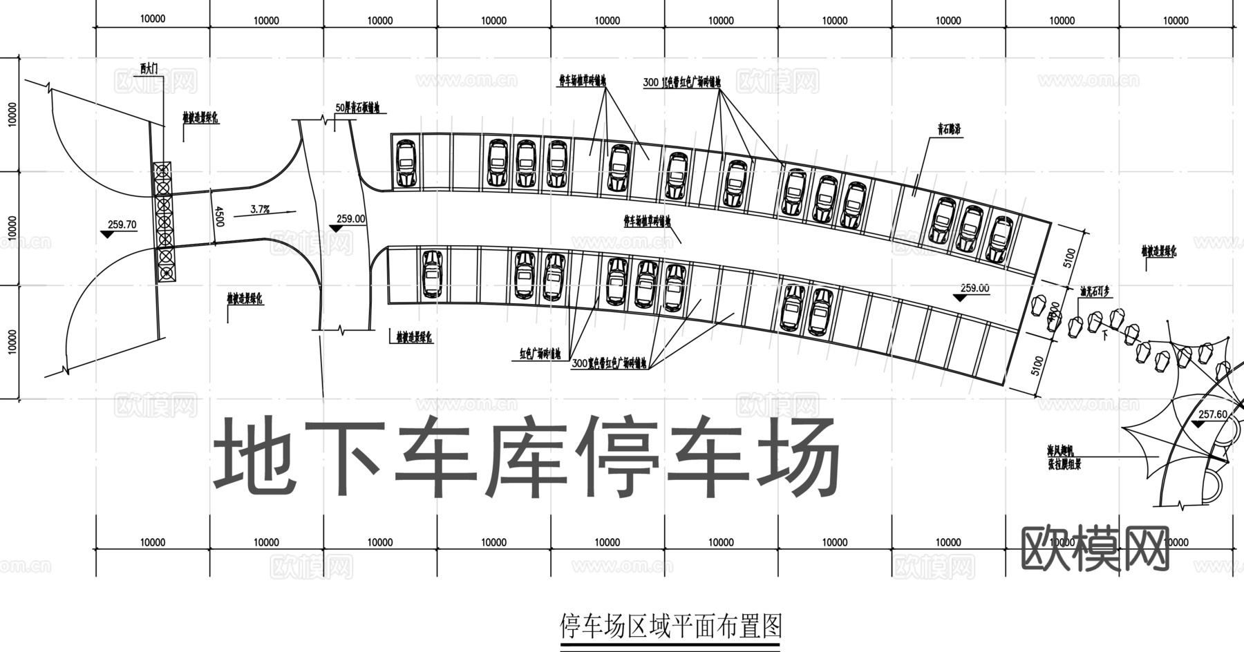 地下车库停车场cad施工图