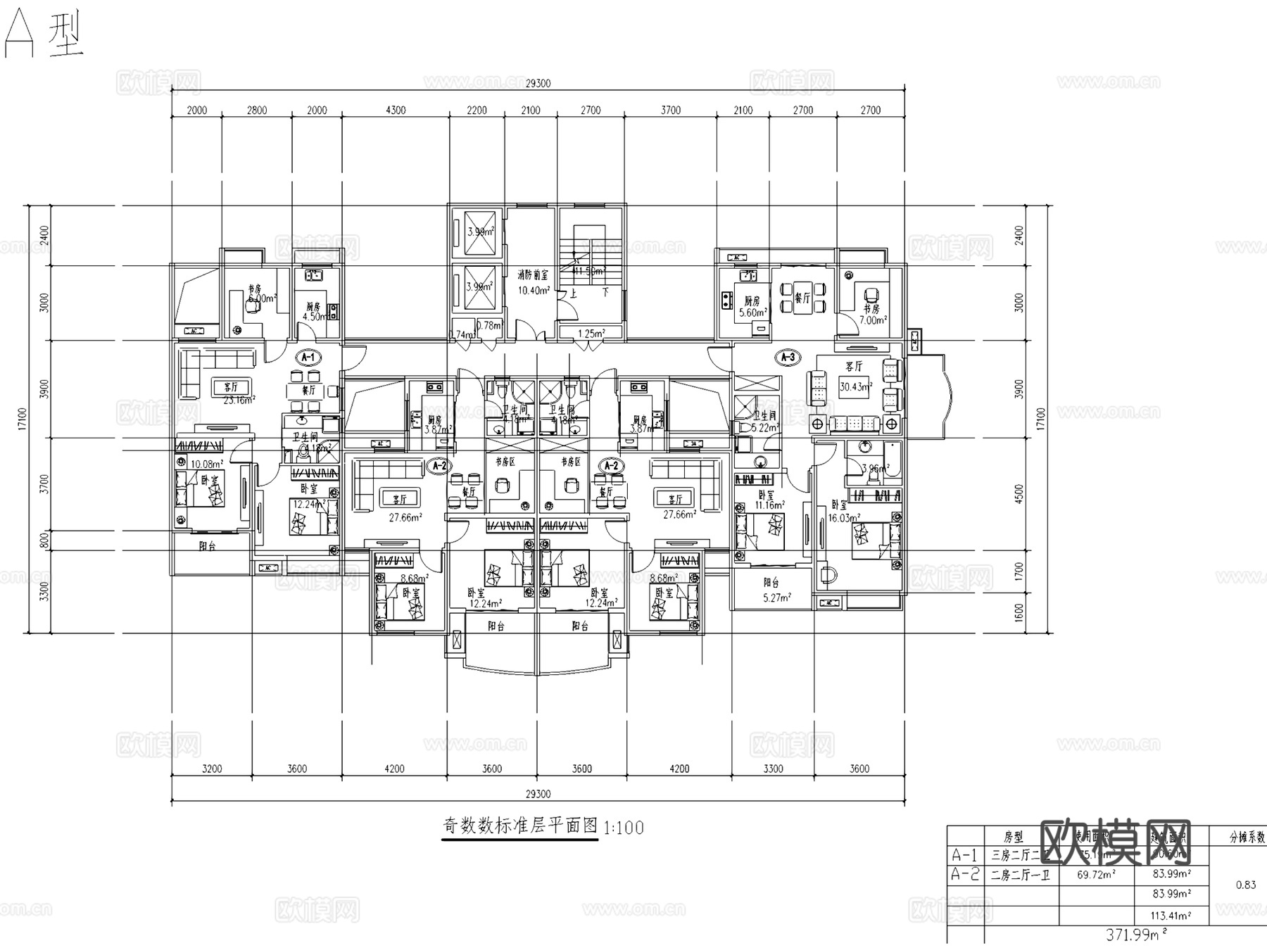 住宅小区规划建筑户型平面图CAD施工图cad施工图