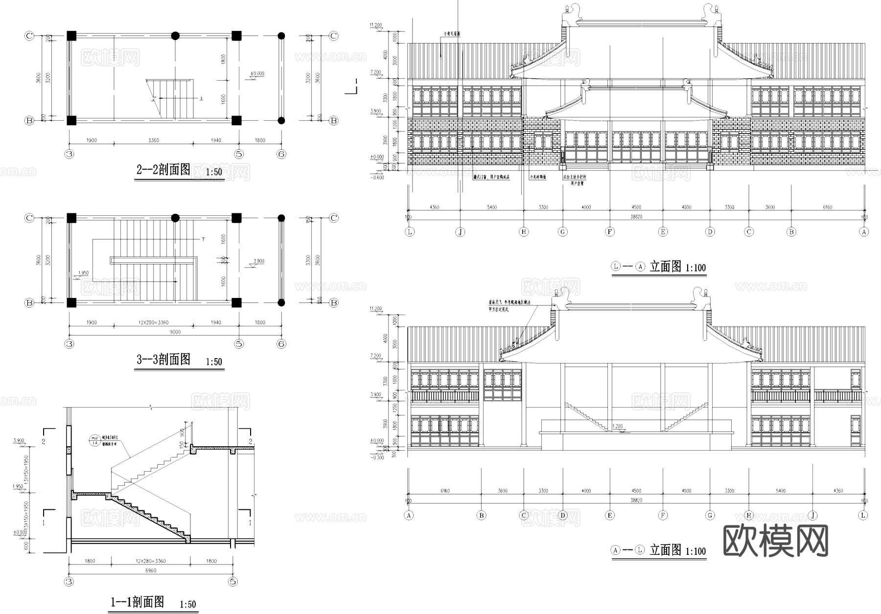 戏台戏楼仿古建筑CAD施工图cad施工图