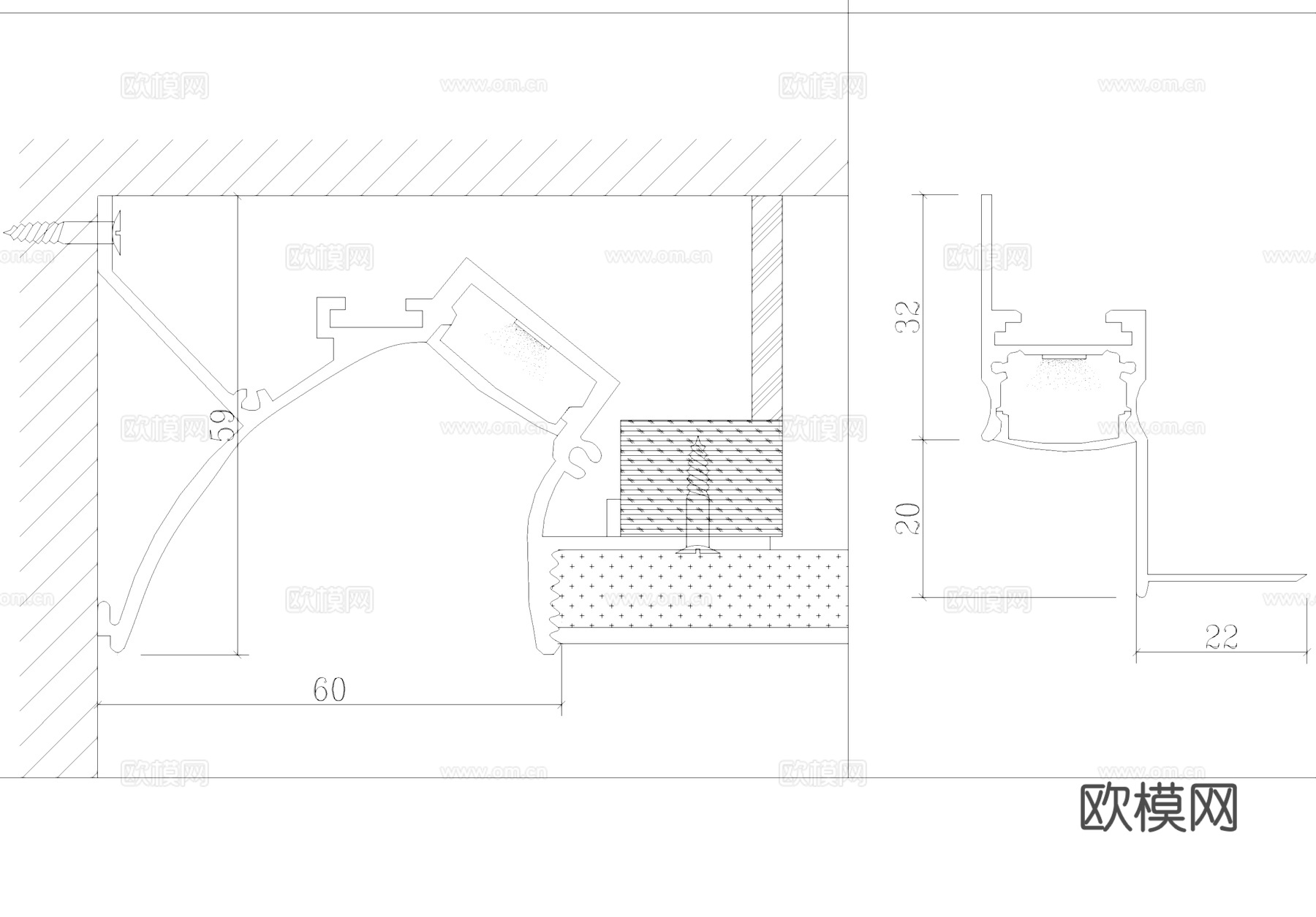 LED线性灯天花悬浮吊顶图库CAD施工图cad施工图