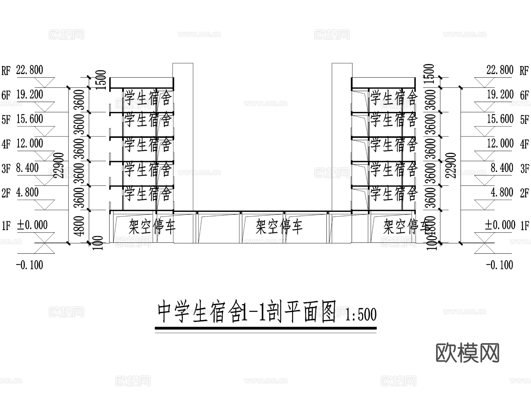 小学中学学校规划建筑平剖面CAD施工图cad施工图