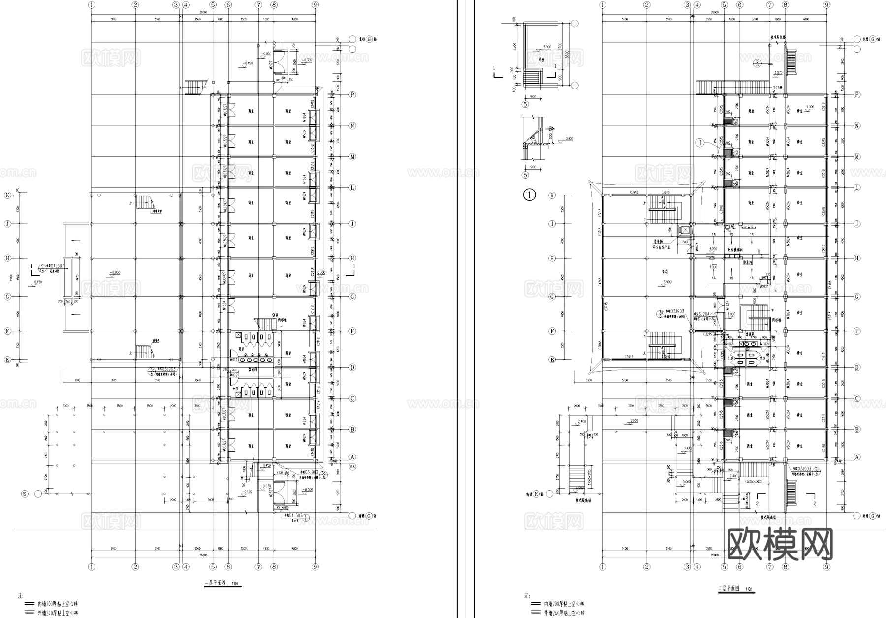 饭店商铺仿古建筑CAD施工图cad施工图