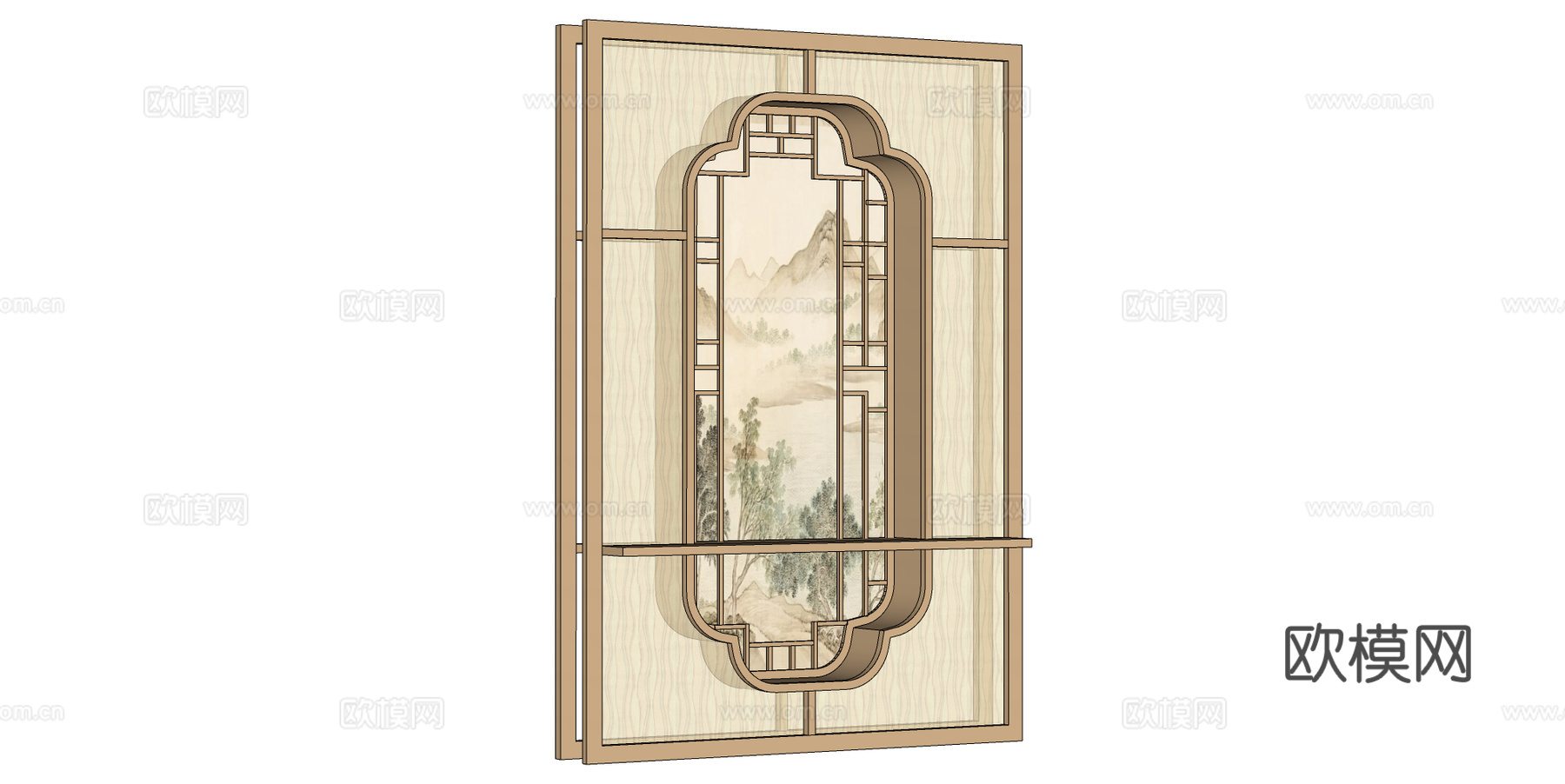 新中式壁灯su模型