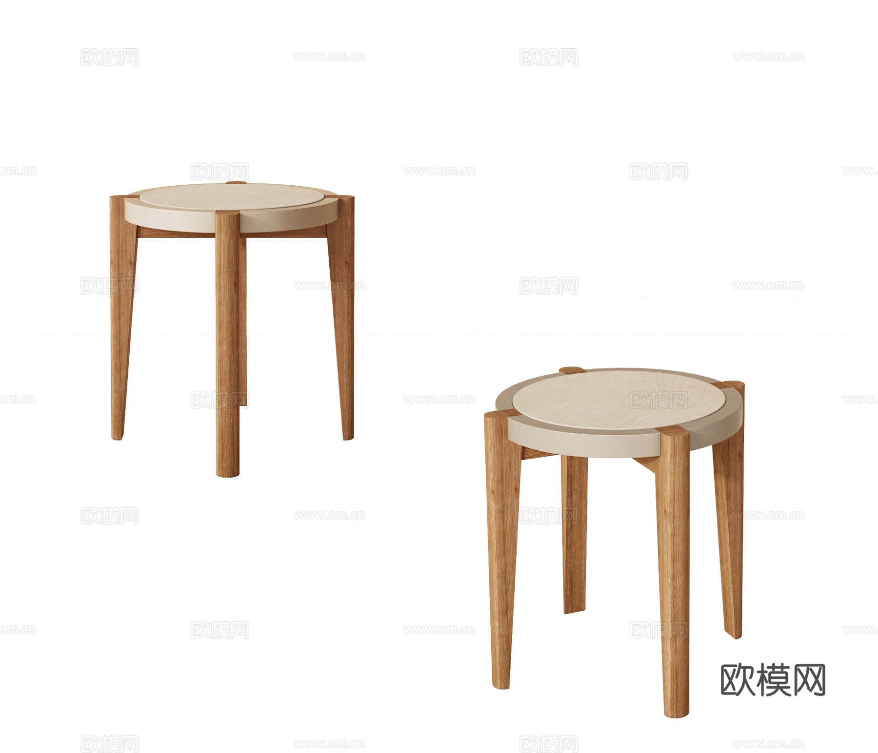 侘寂风圆几 边几 角几 几类 茶几 木质边几su模型