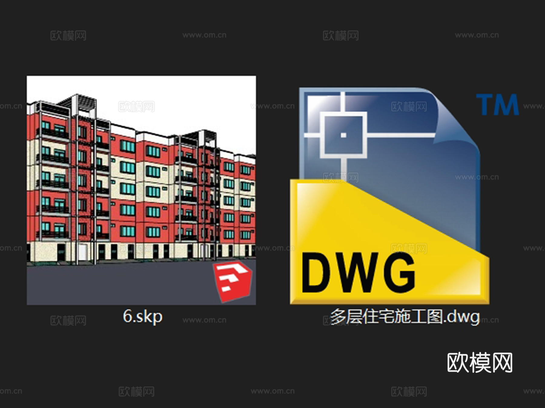 阳光花园多层住宅建筑CAD施工图+SU模型cad施工图
