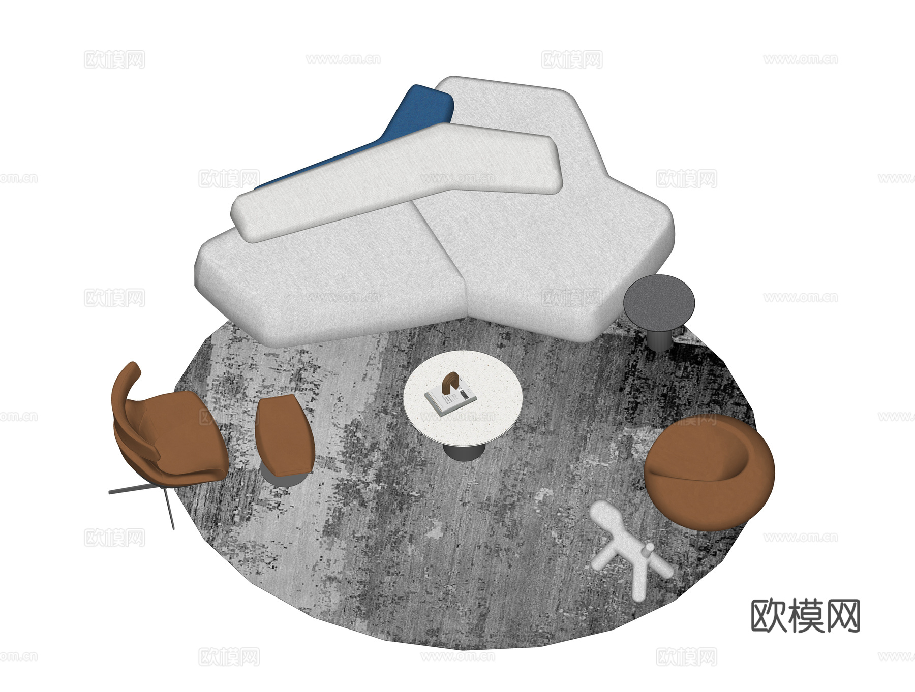 现代沙发组合su模型