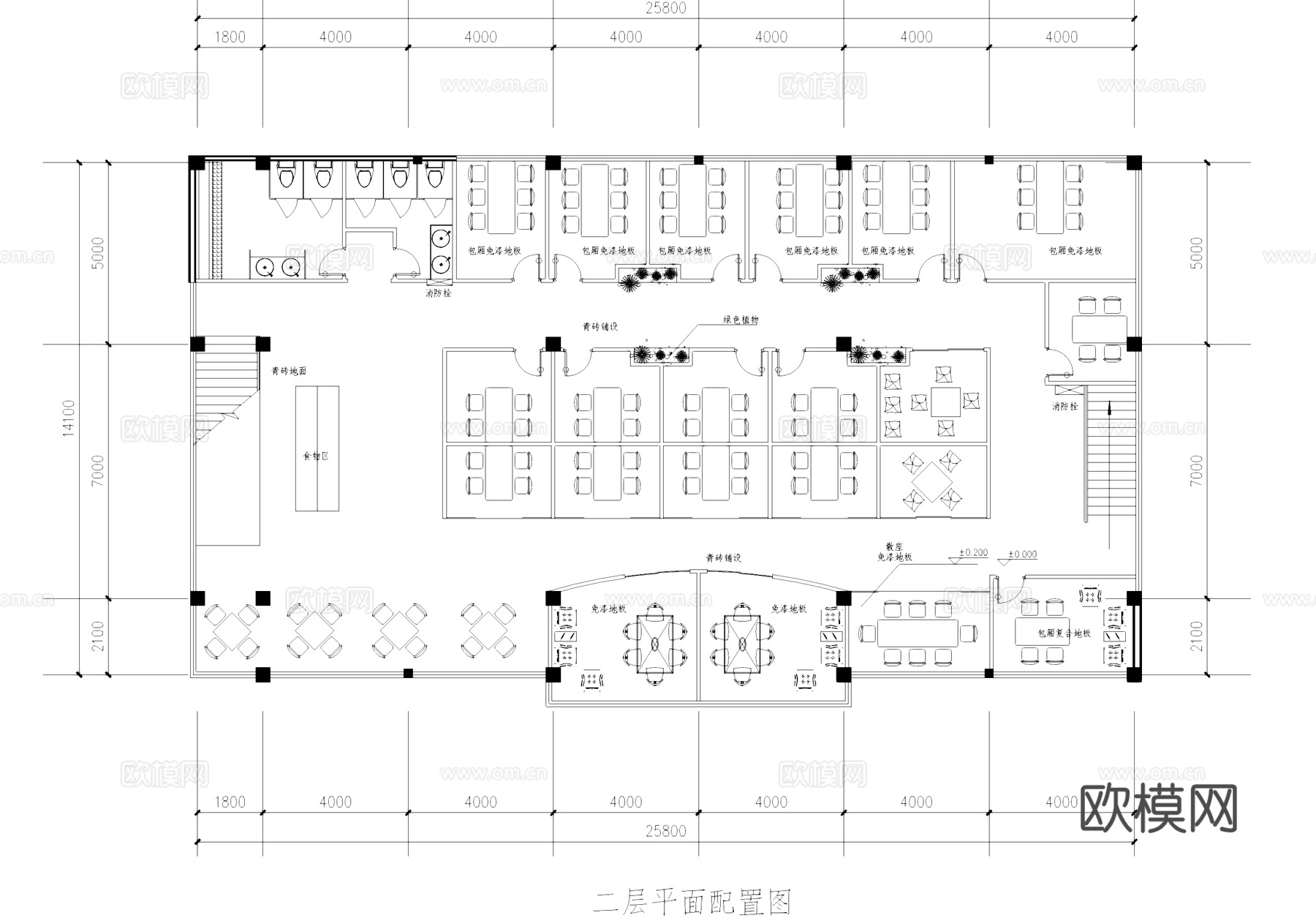 二层咖啡厅室内工装CAD施工图cad施工图
