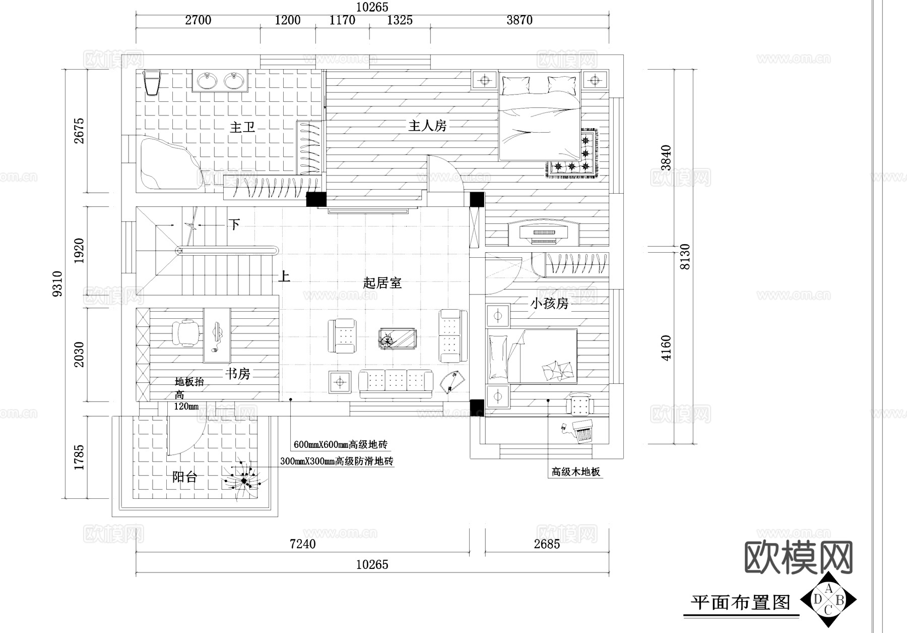 三层别墅室内家装CAD施工图cad施工图