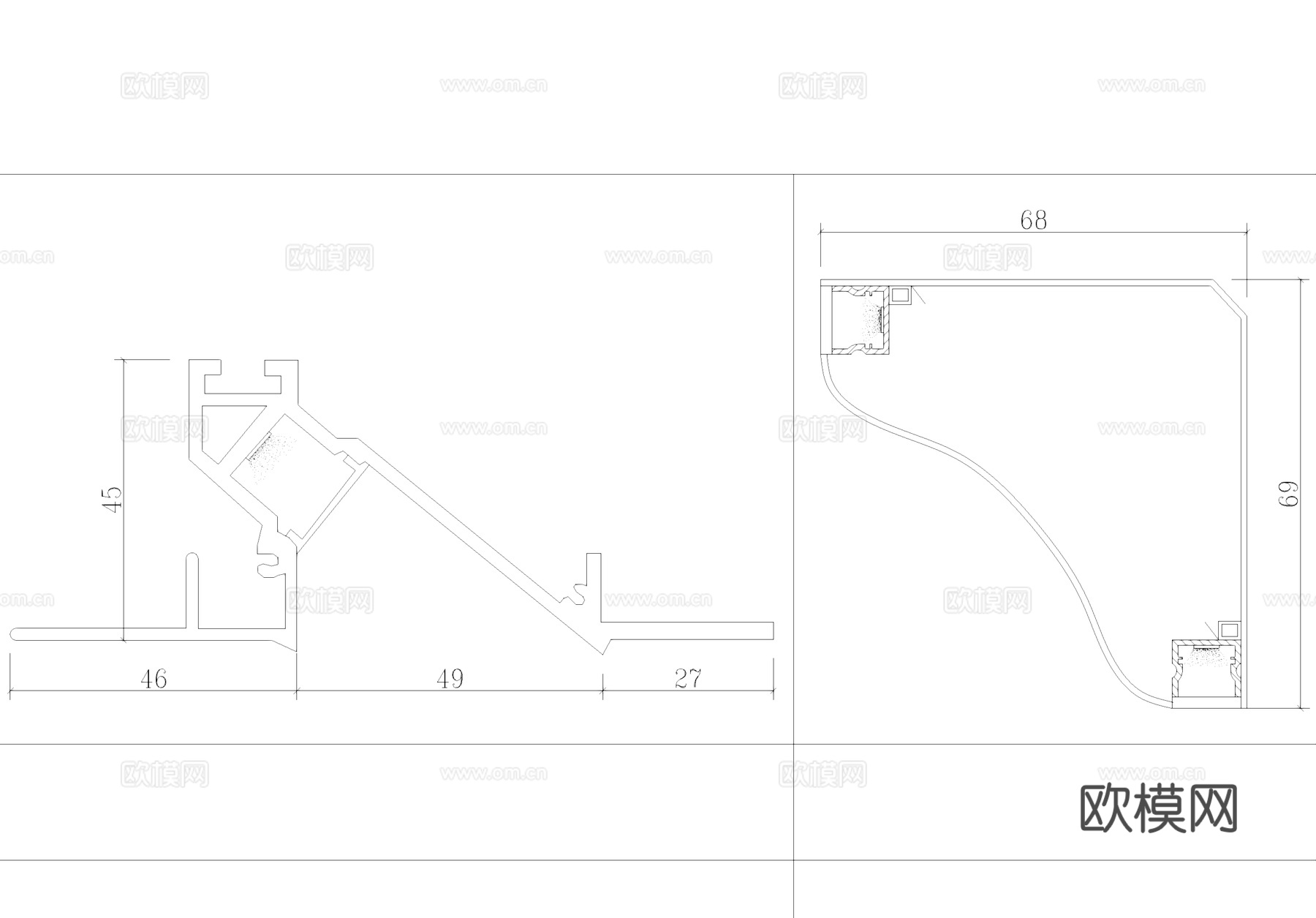 LED线性灯天花悬浮吊顶图库CAD施工图cad施工图