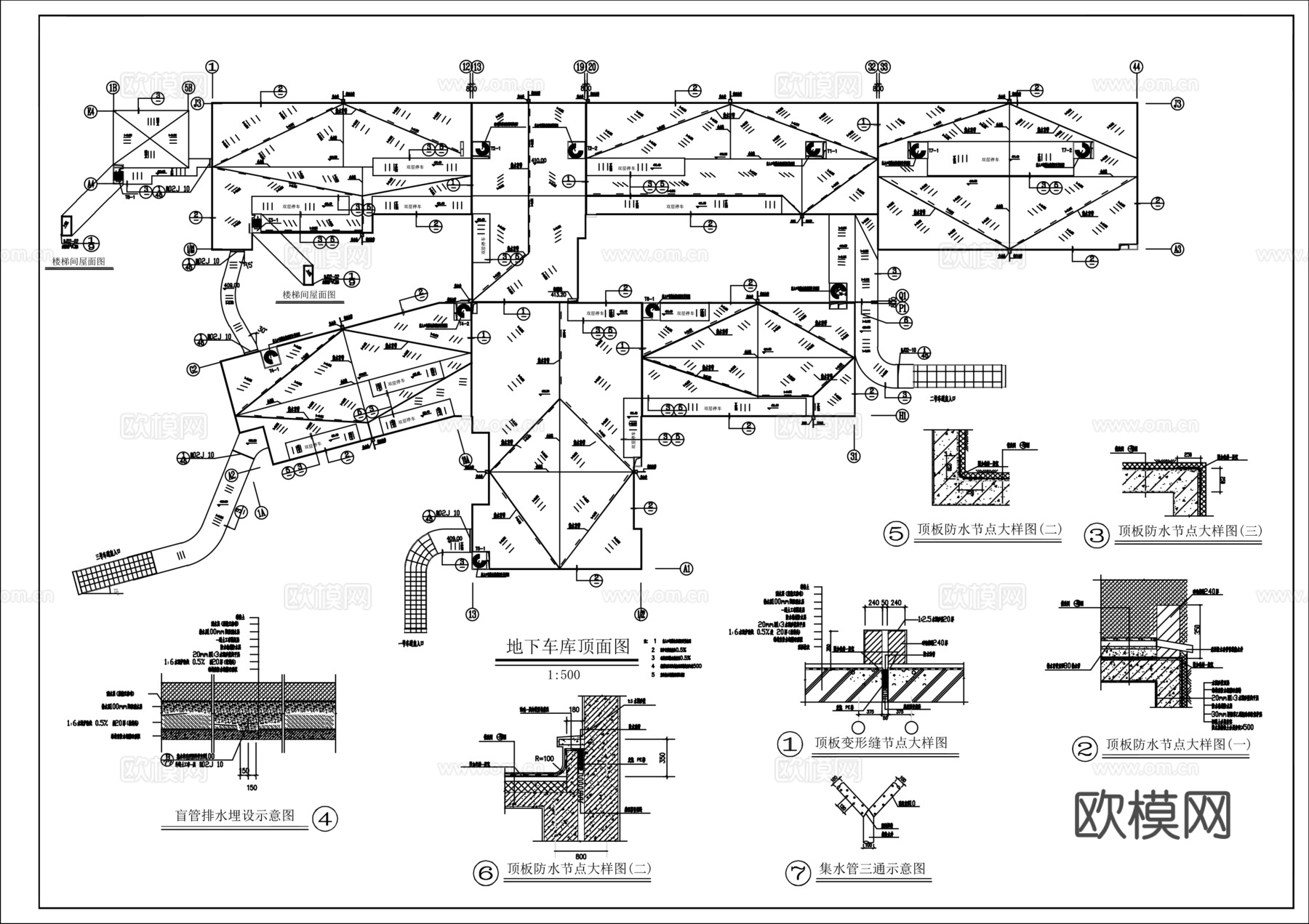 地下车库车道详面图cad施工图