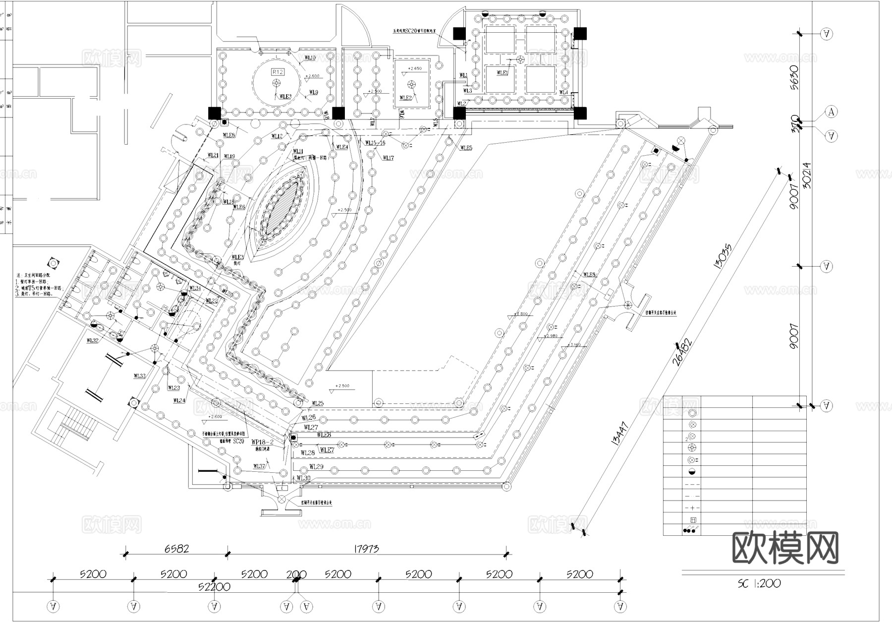 西餐厅室内工装平面电气图CAD施工图cad施工图