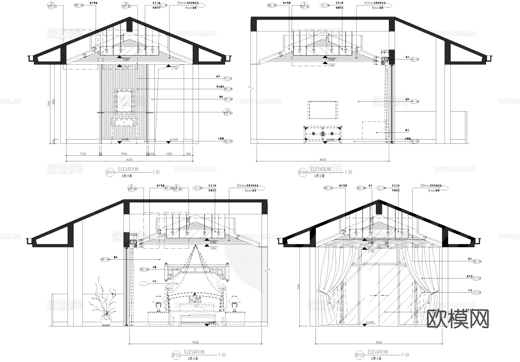 主卧衣帽间立面剖面CAD施工图cad施工图