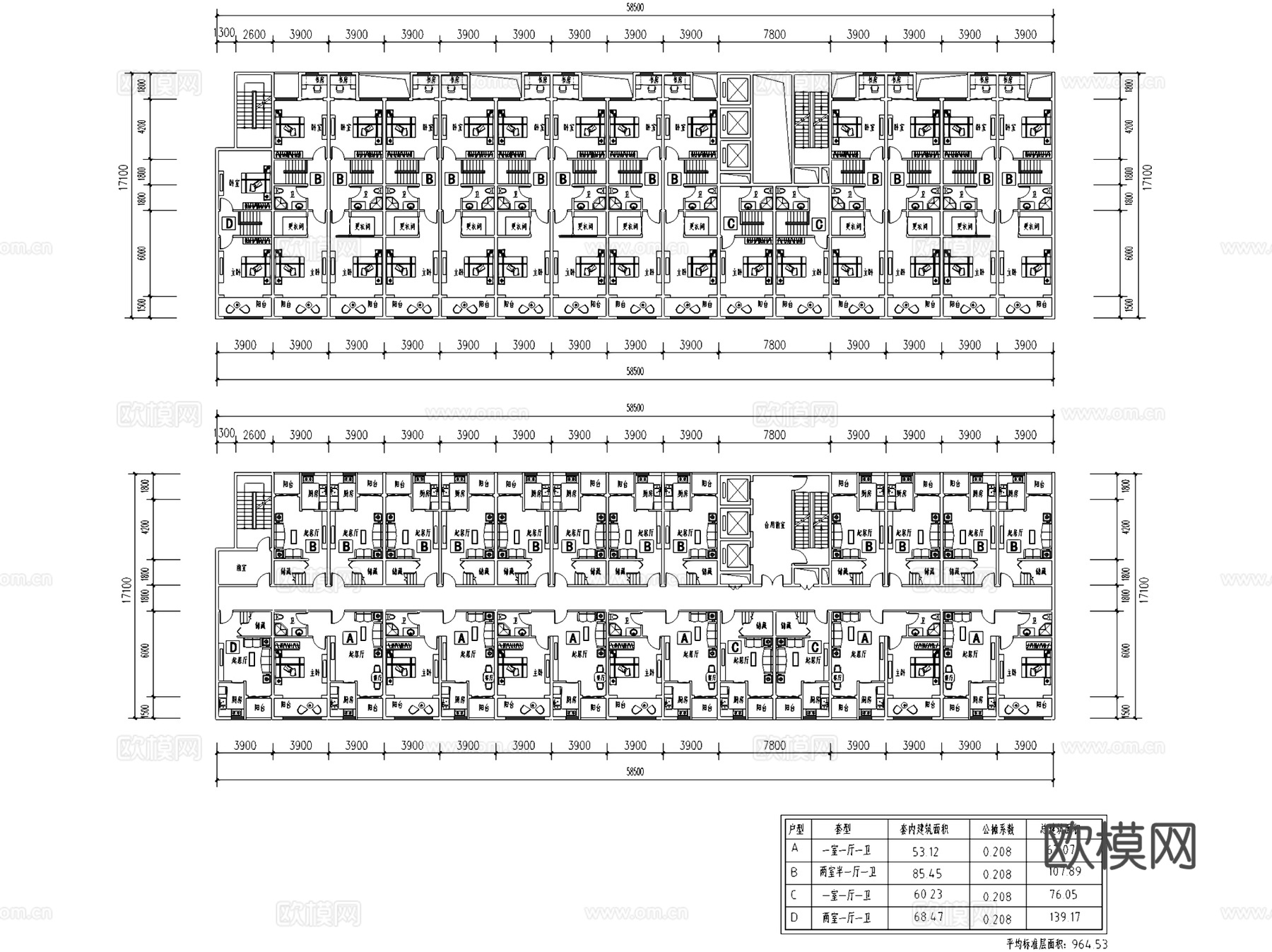 合肥中环商住办综合体规划建筑CAD施工图cad施工图