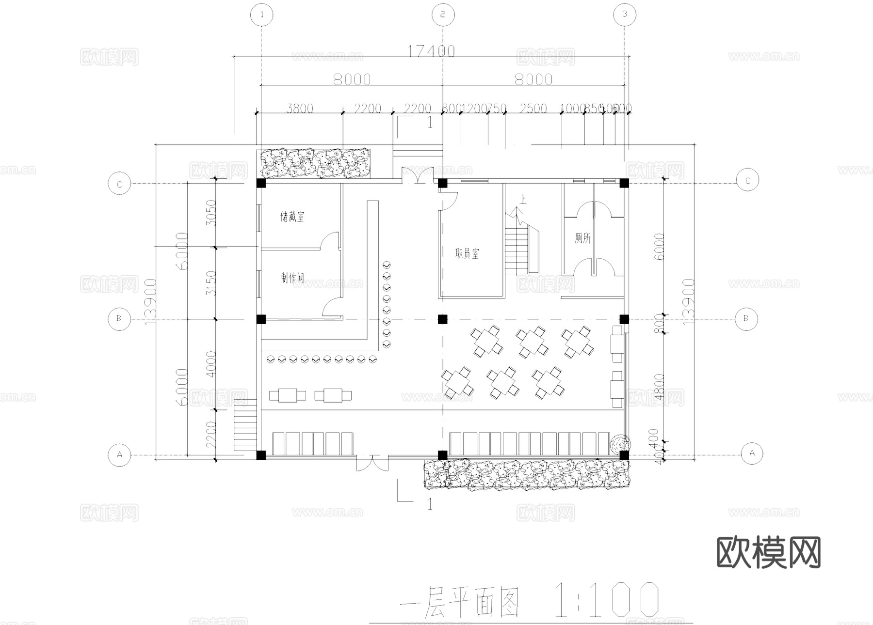 二层咖啡馆建筑CAD施工图cad施工图