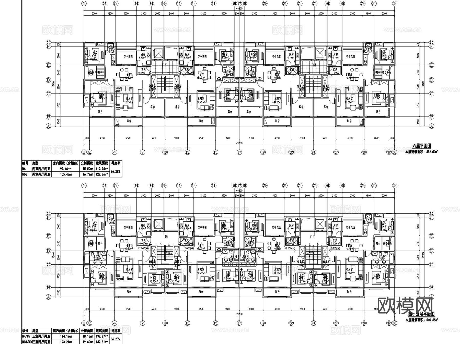无锡融侨观邸花园洋房建筑CAD施工图+SU模型cad施工图