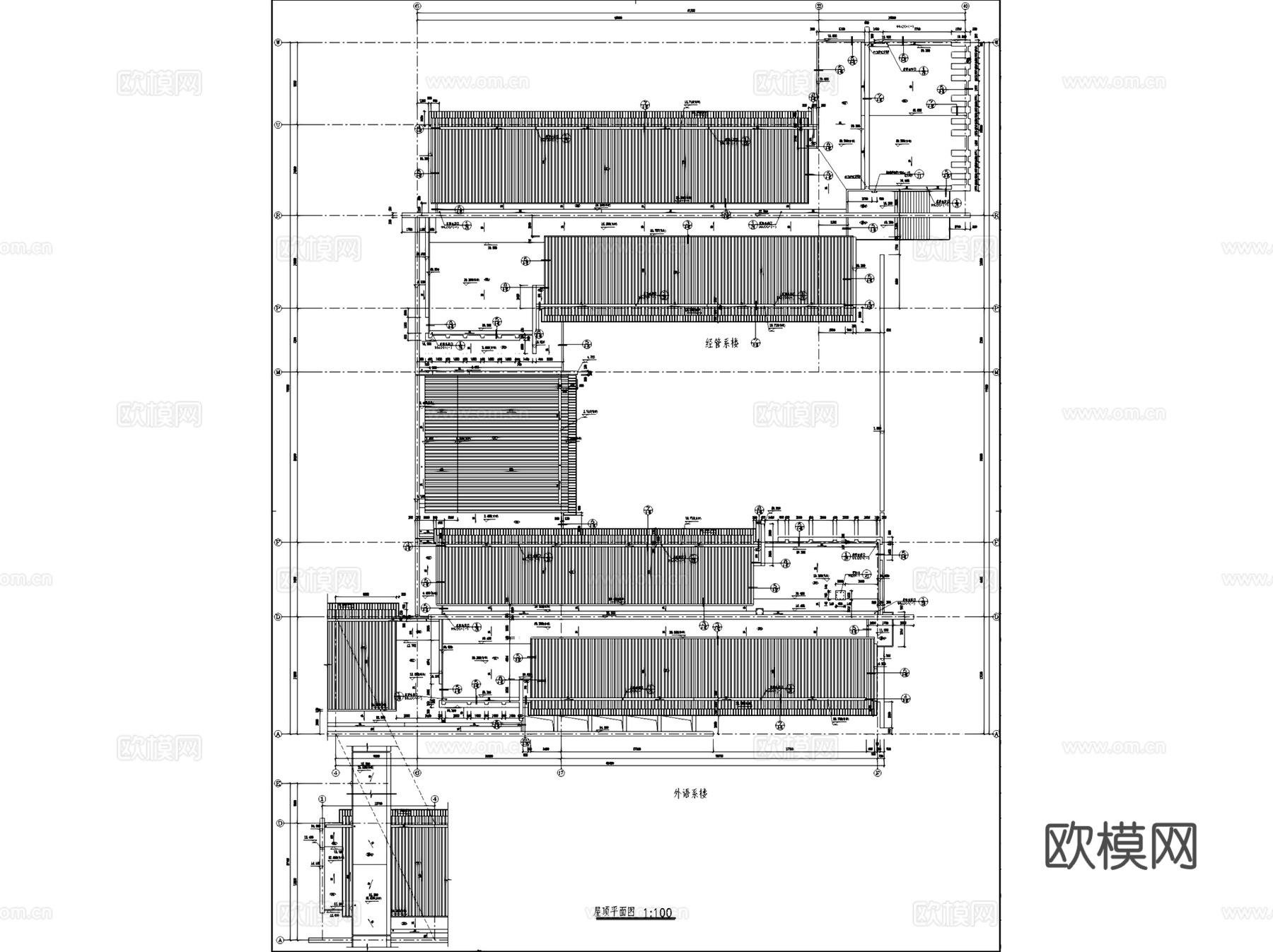 滁州学院南校区扩建院系楼建筑CAD施工图cad施工图